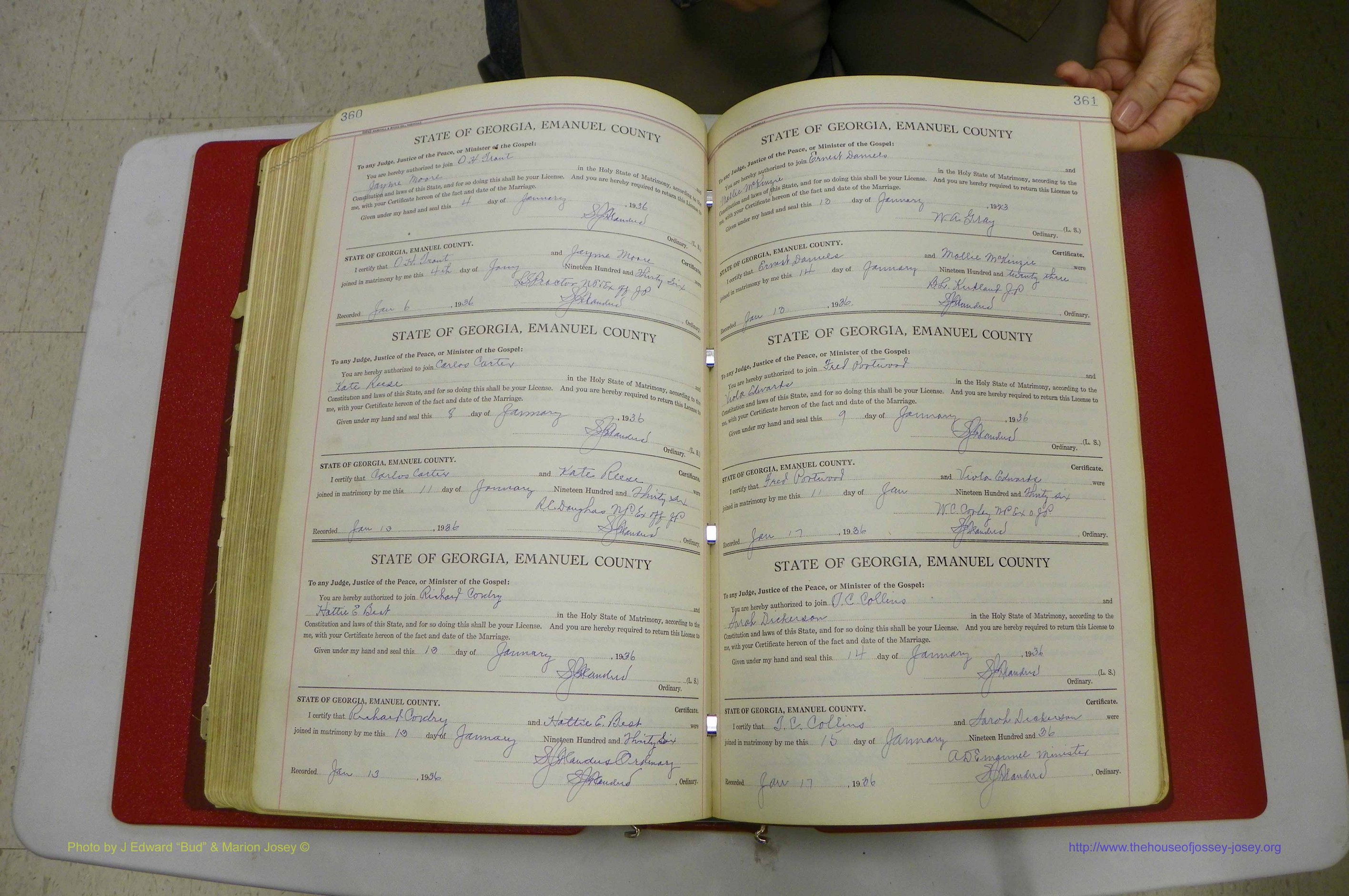 Emanuel Co, GA, Marriages Book G, 1928 - 1940, White, P 360-361.JPG