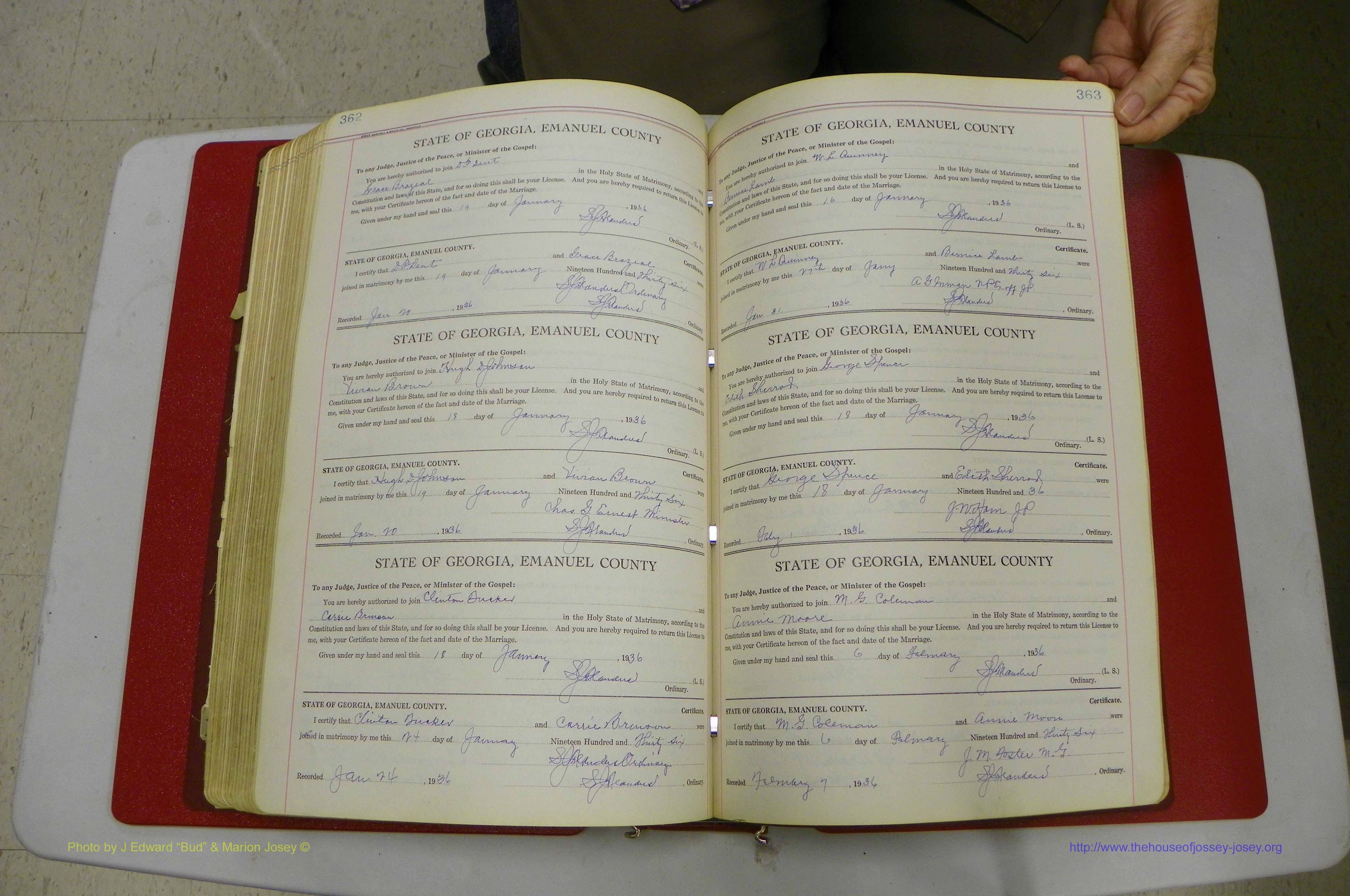 Emanuel Co, GA, Marriages Book G, 1928 - 1940, White, P 362-363.JPG