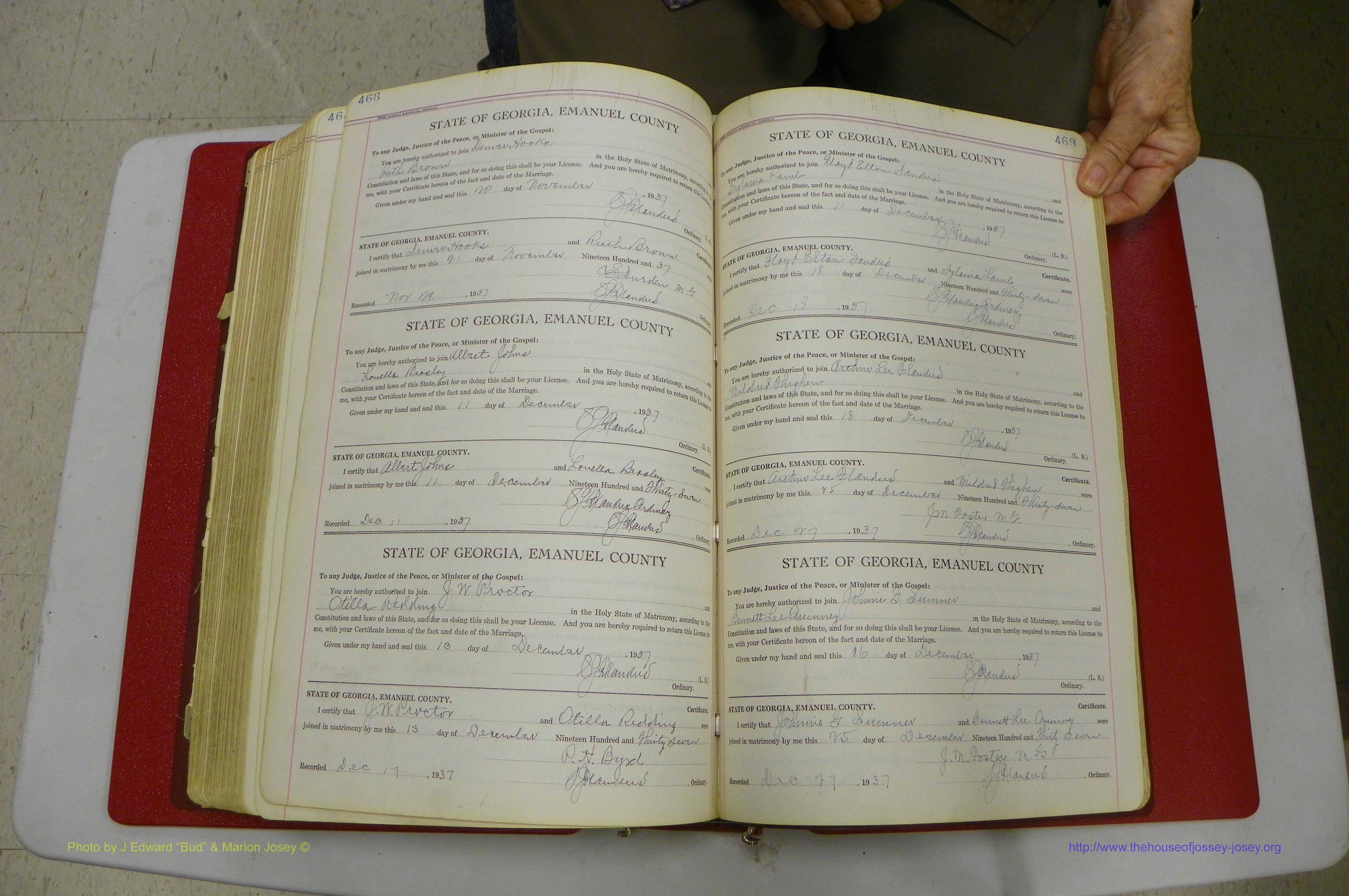 Emanuel Co, GA, Marriages Book G, 1928 - 1940, White, P 468-469.JPG