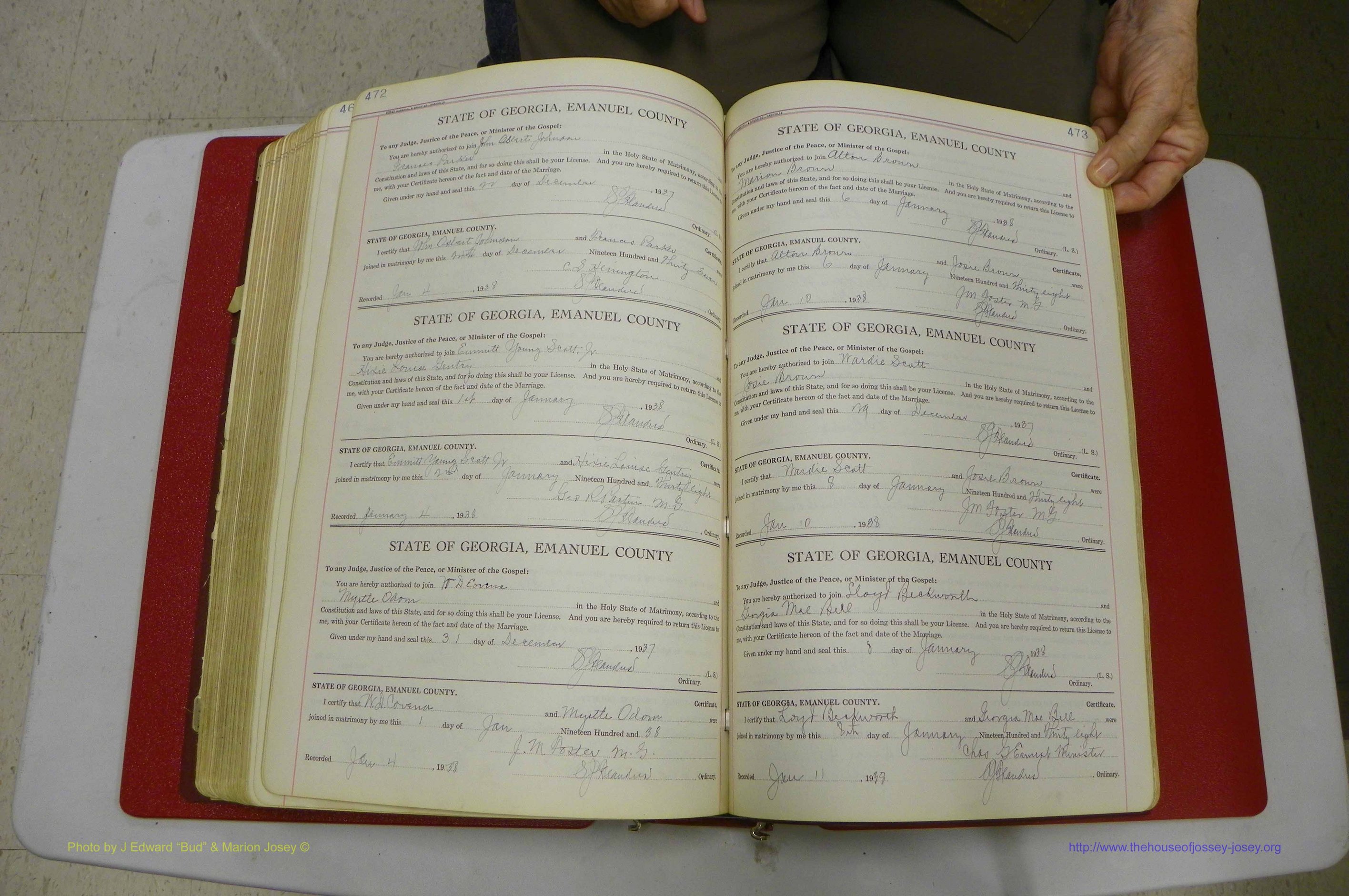 Emanuel Co, GA, Marriages Book G, 1928 - 1940, White, P 472-473.JPG