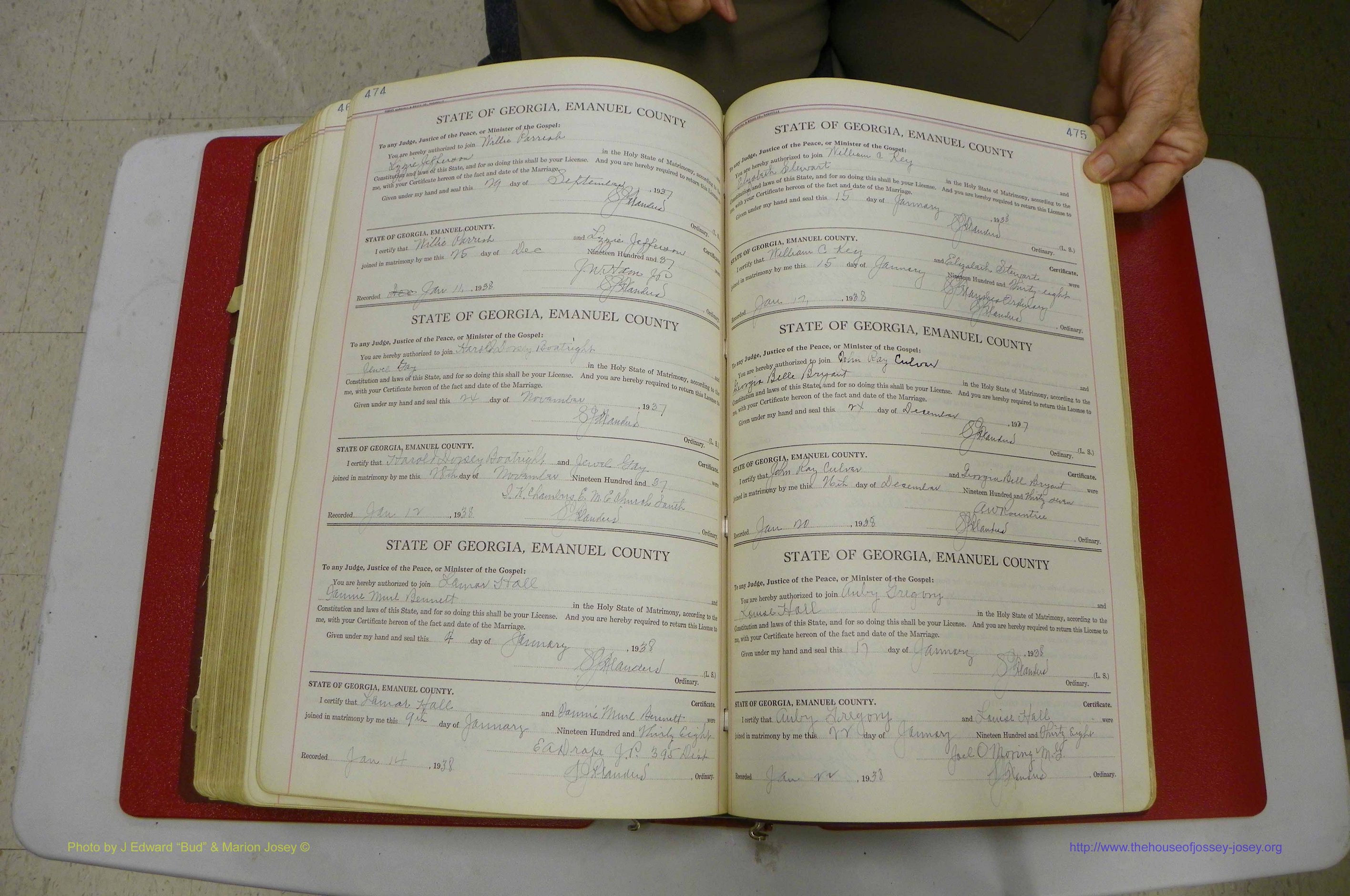 Emanuel Co, GA, Marriages Book G, 1928 - 1940, White, P 474-475.JPG