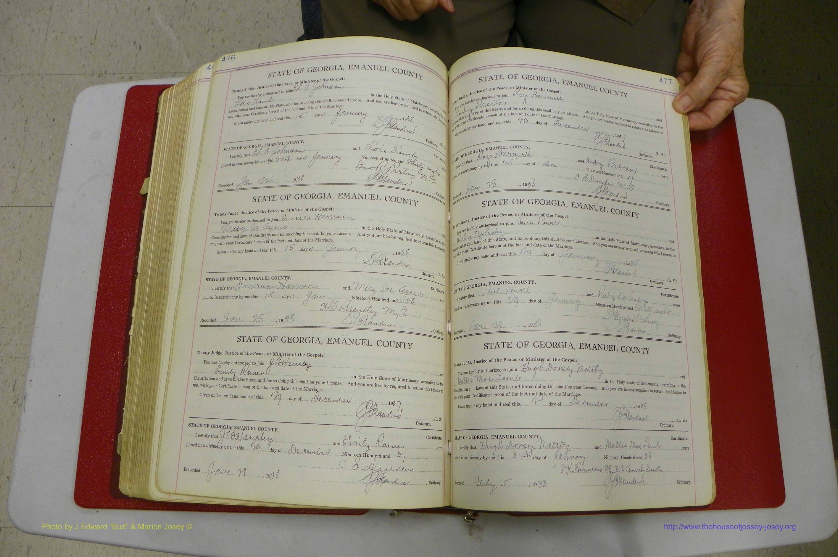 Emanuel Co, GA, Marriages Book G, 1928 - 1940, White, P 476-477.JPG