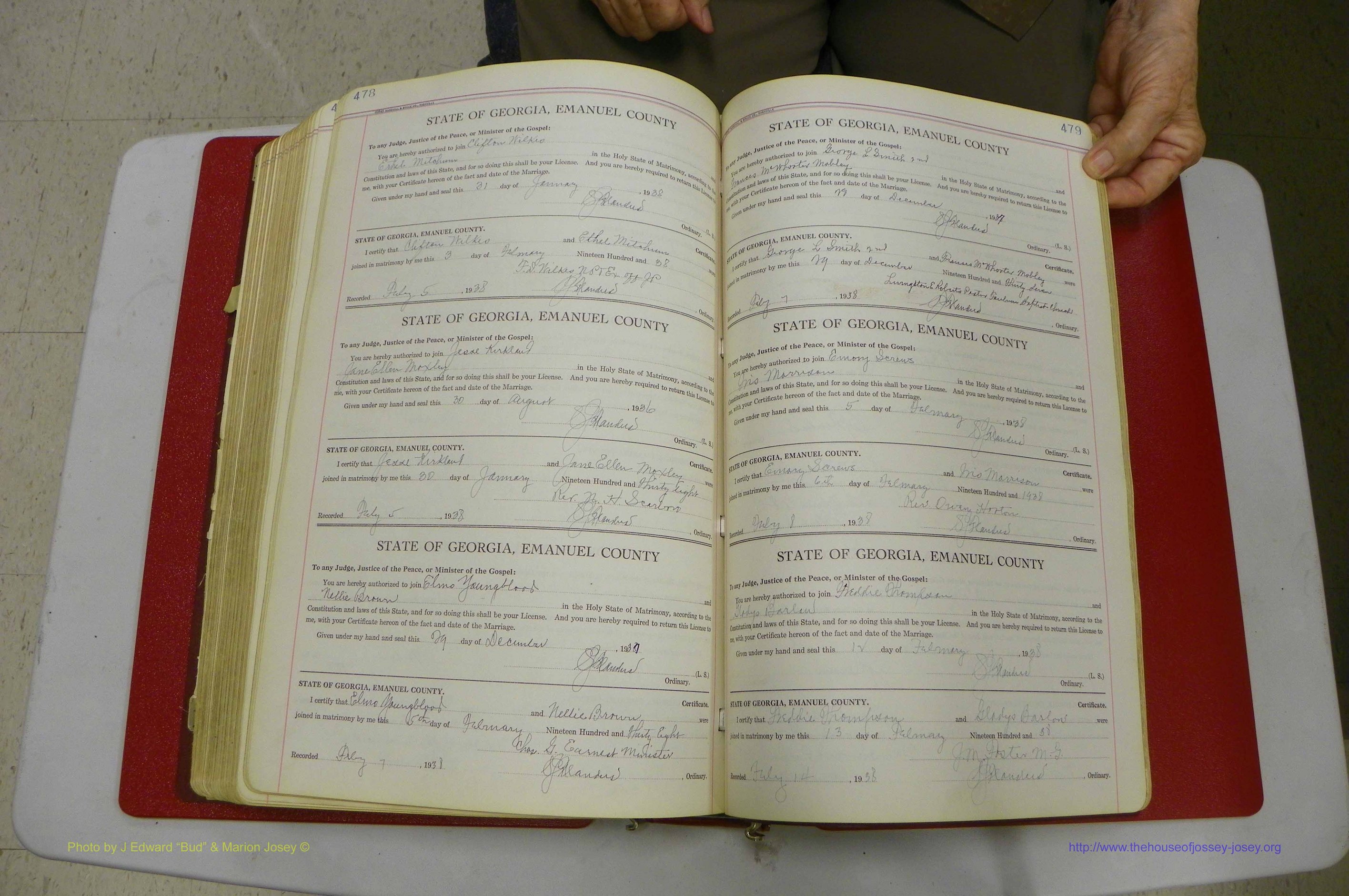 Emanuel Co, GA, Marriages Book G, 1928 - 1940, White, P 478-479.JPG