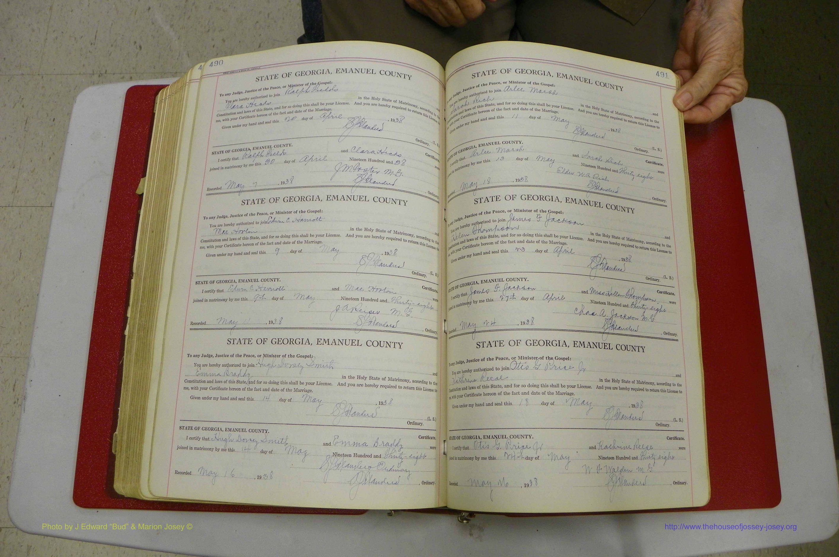 Emanuel Co, GA, Marriages Book G, 1928 - 1940, White, P 490-491.JPG