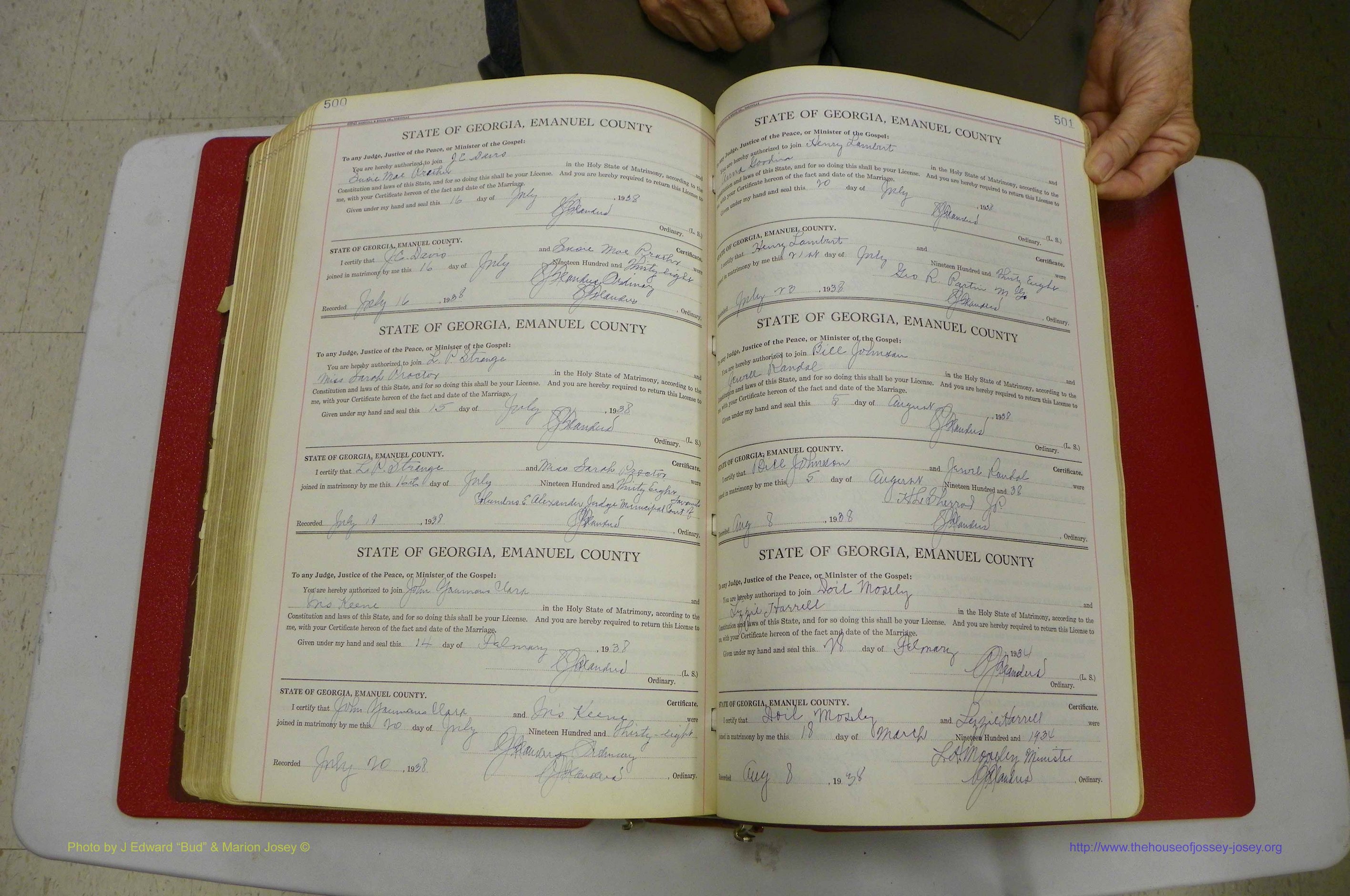 Emanuel Co, GA, Marriages Book G, 1928 - 1940, White, P 500-501.JPG