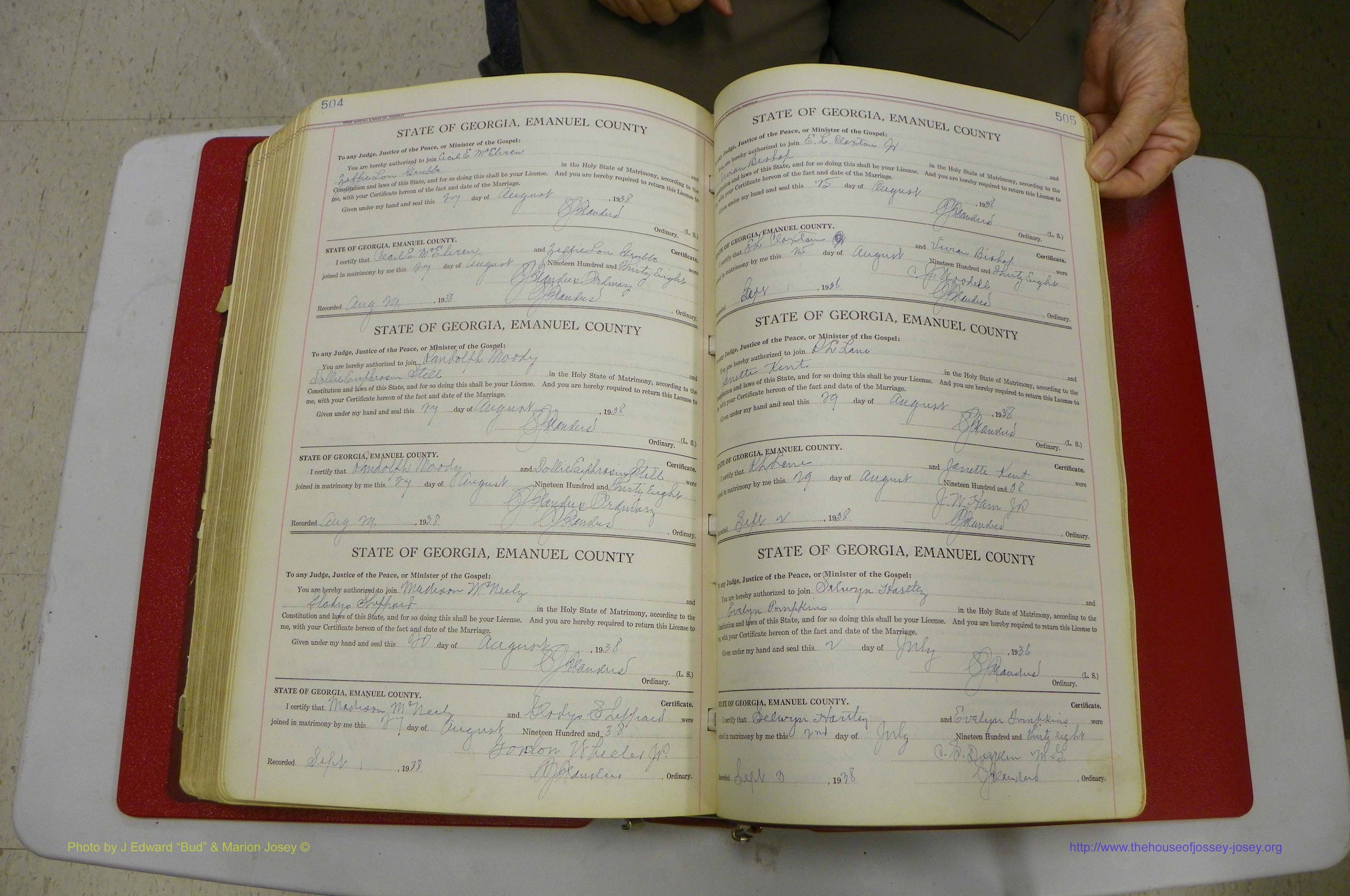 Emanuel Co, GA, Marriages Book G, 1928 - 1940, White, P 504-505.JPG