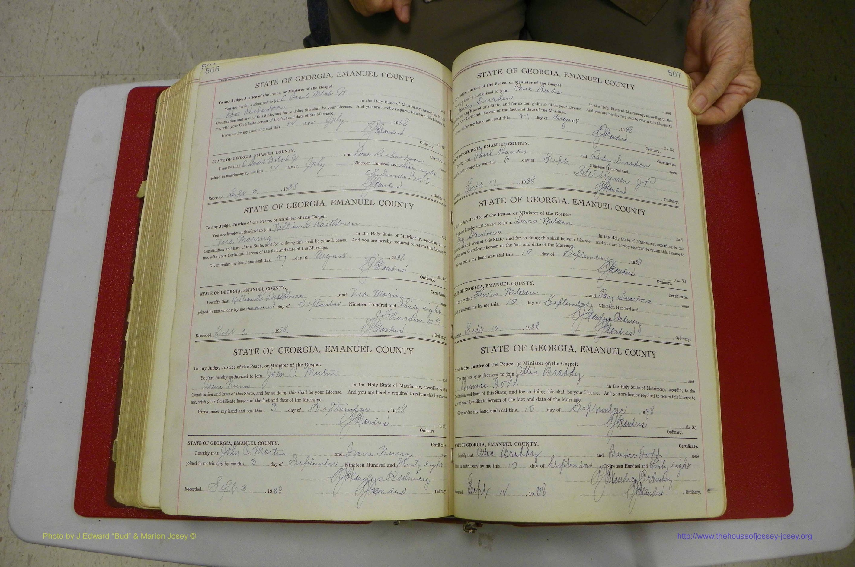 Emanuel Co, GA, Marriages Book G, 1928 - 1940, White, P 506-507.JPG