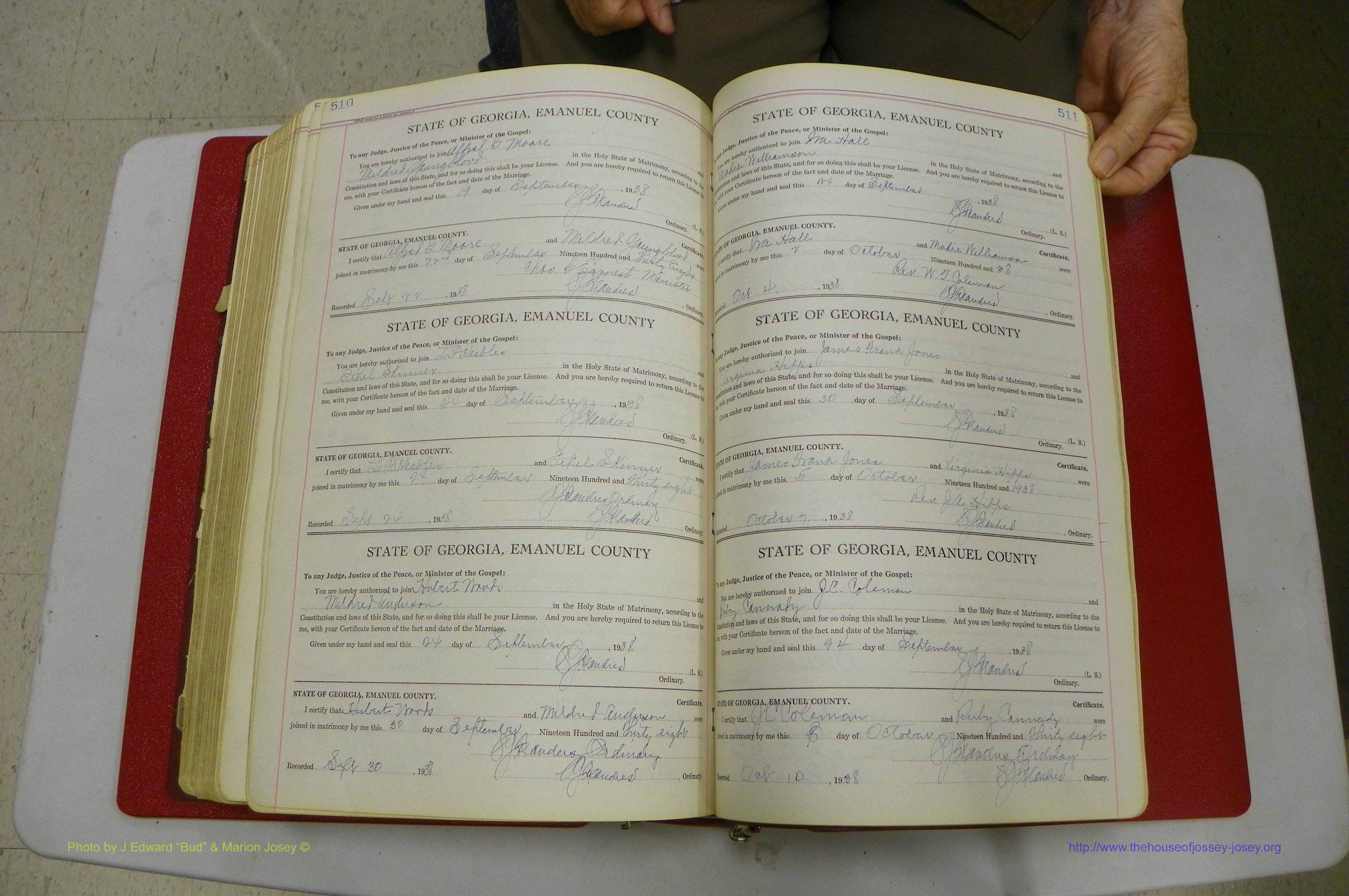 Emanuel Co, GA, Marriages Book G, 1928 - 1940, White, P 510-511.JPG