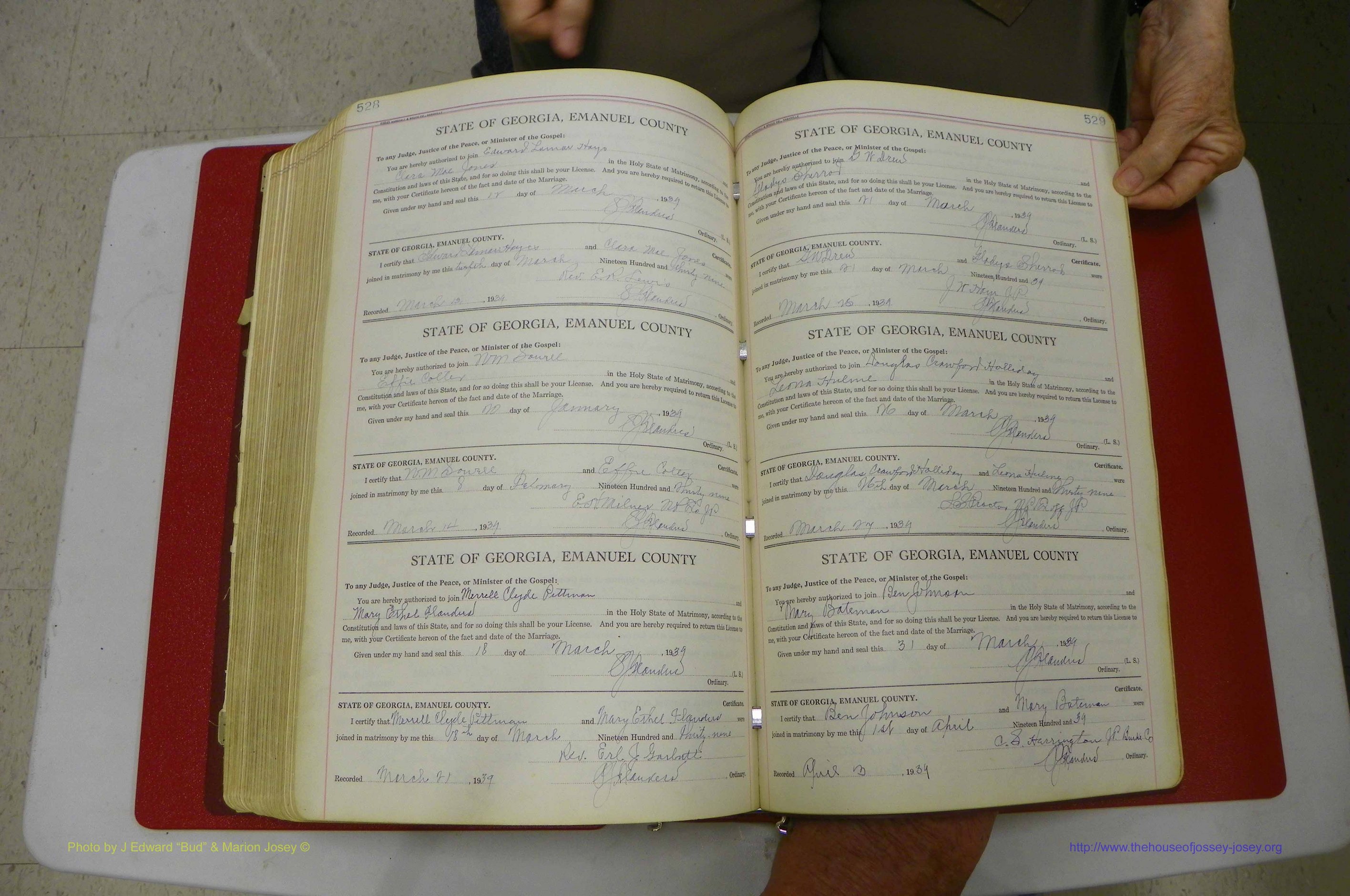 Emanuel Co, GA, Marriages Book G, 1928 - 1940, White, P 528-529.JPG