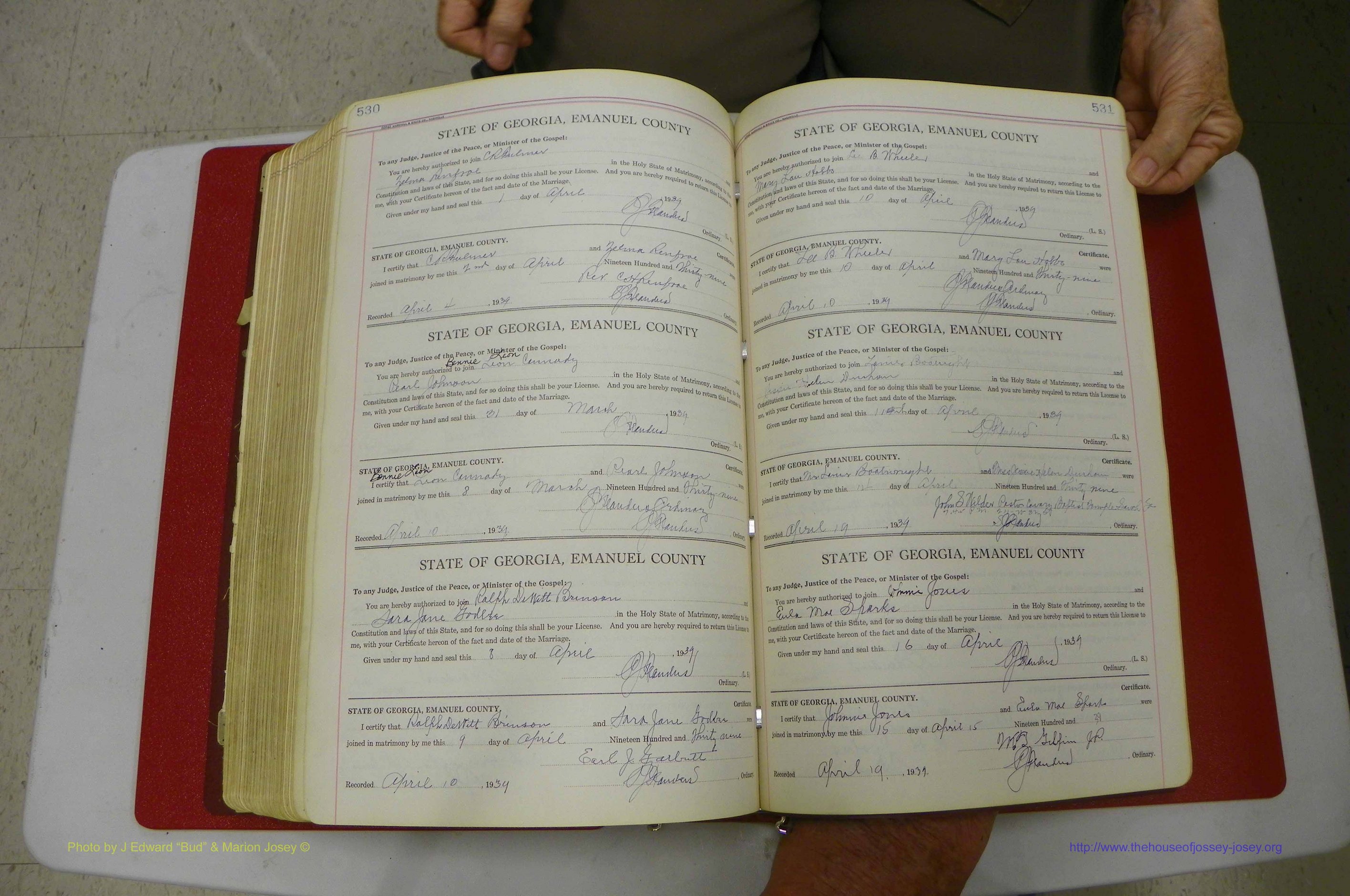 Emanuel Co, GA, Marriages Book G, 1928 - 1940, White, P 530-531.JPG