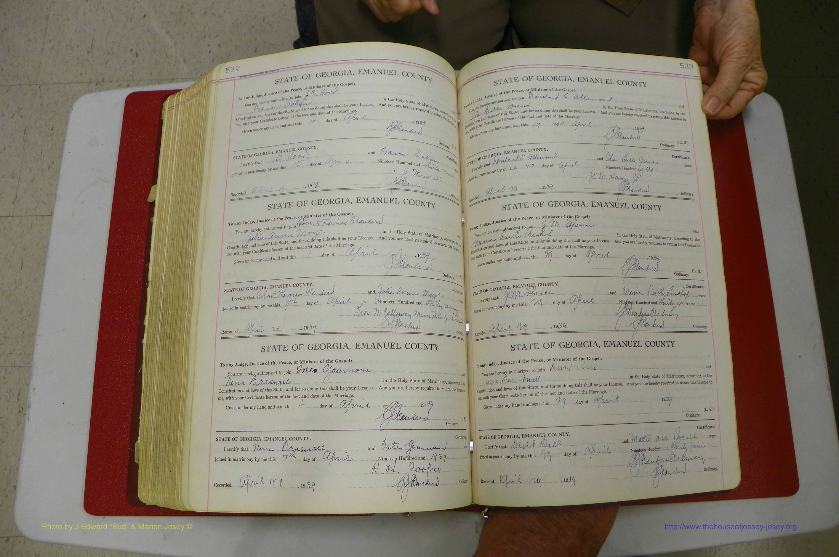 Emanuel Co, GA, Marriages Book G, 1928 - 1940, White, P 532-533.JPG
