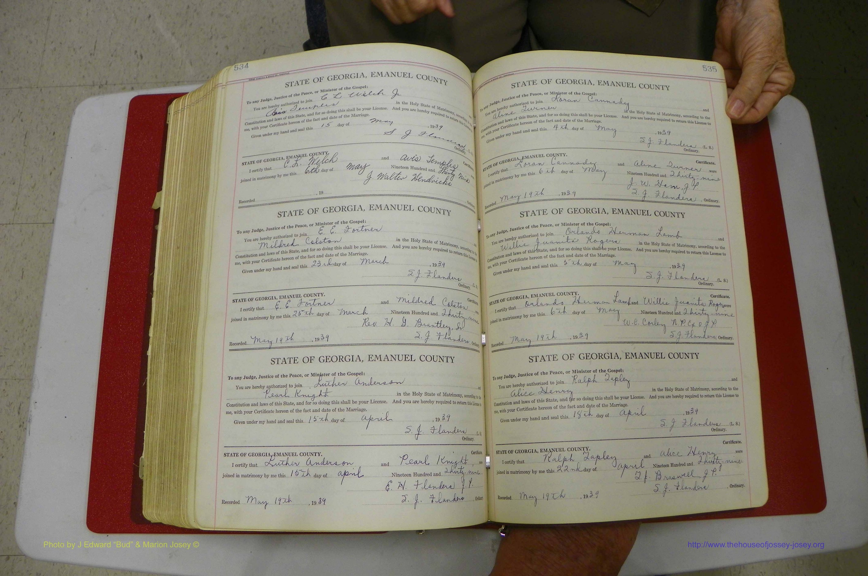 Emanuel Co, GA, Marriages Book G, 1928 - 1940, White, P 534-535.JPG