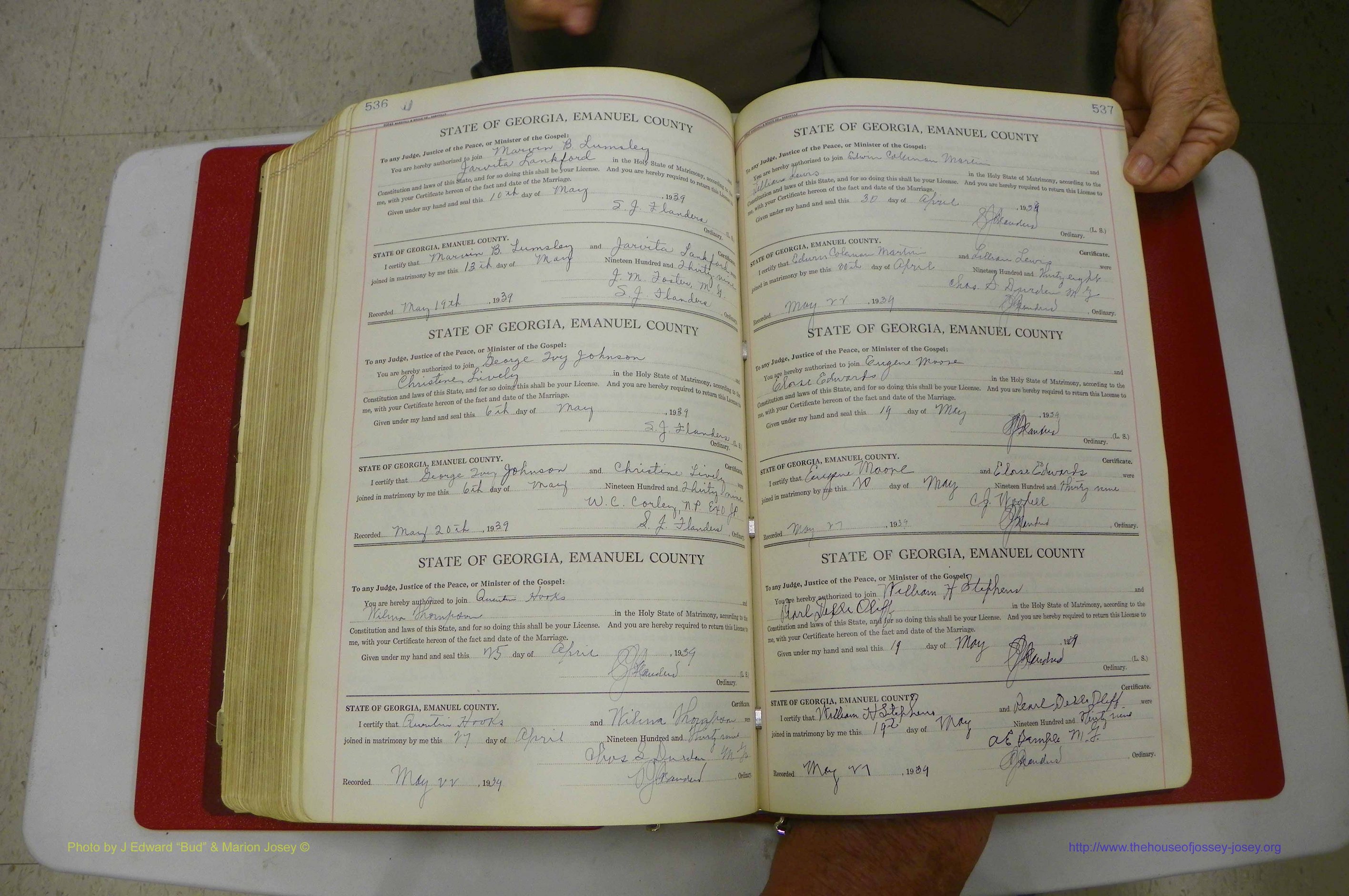 Emanuel Co, GA, Marriages Book G, 1928 - 1940, White, P 536-537.JPG