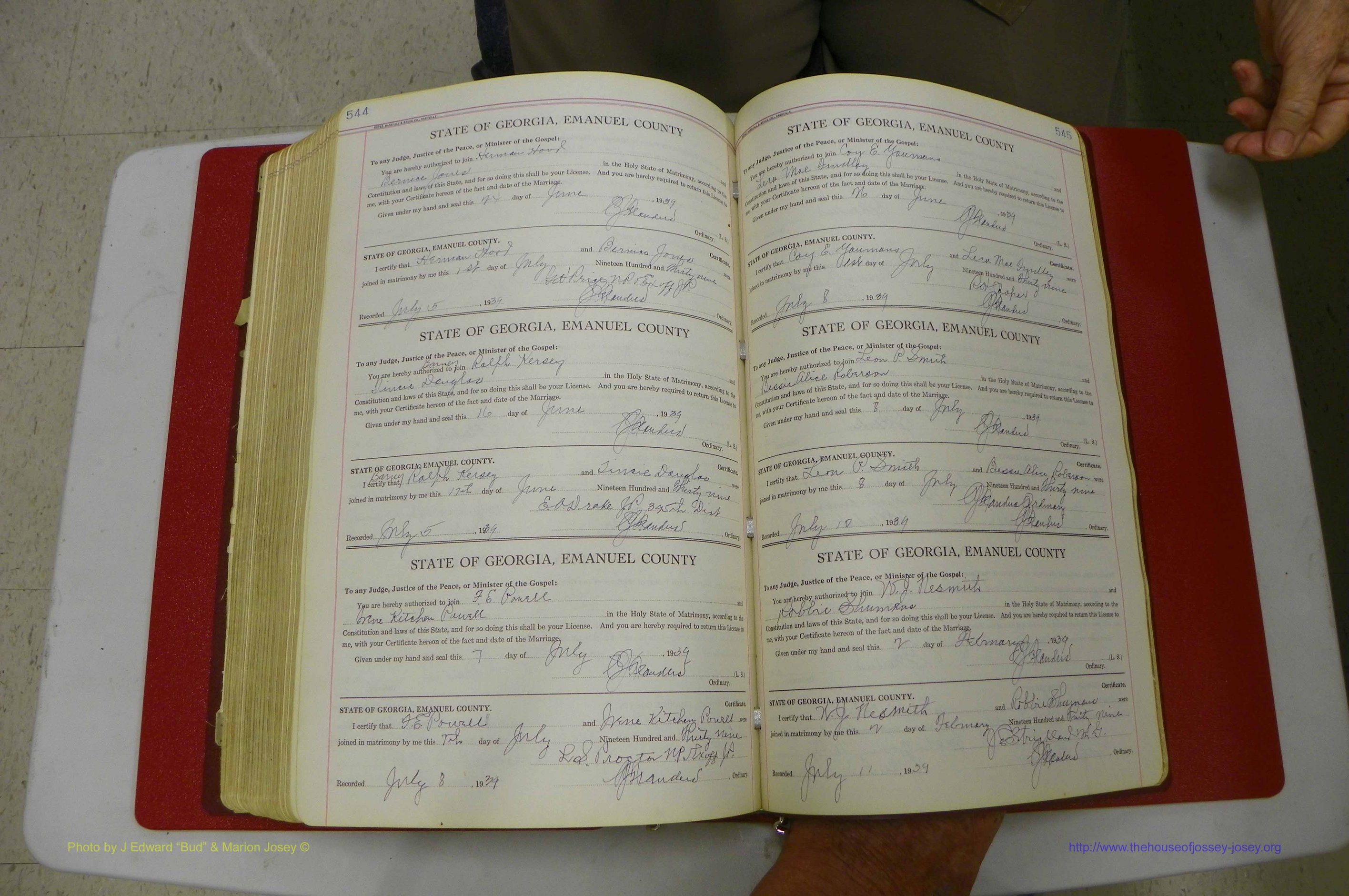 Emanuel Co, GA, Marriages Book G, 1928 - 1940, White, P 544-545.JPG