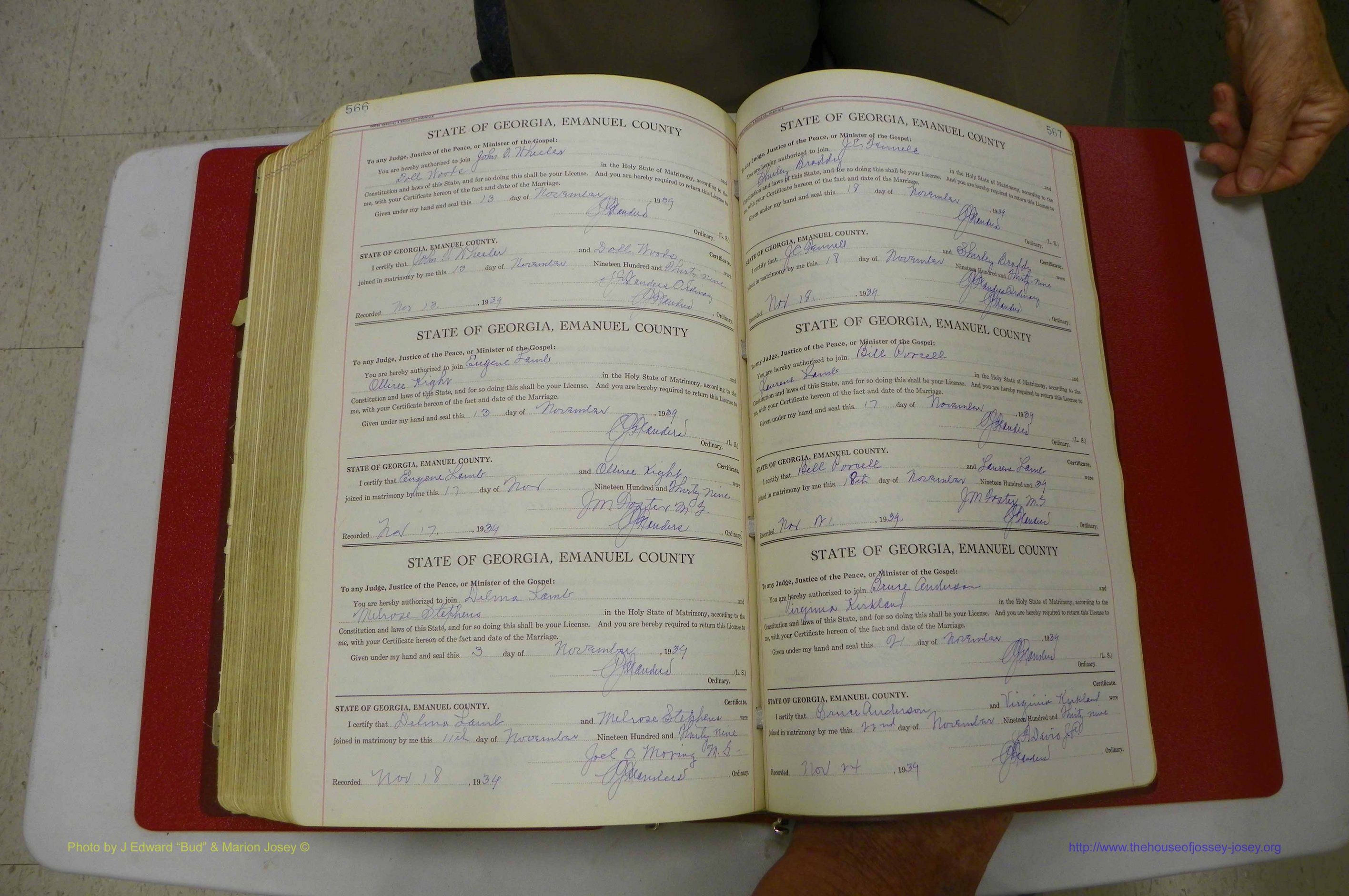 Emanuel Co, GA, Marriages Book G, 1928 - 1940, White, P 566-567.JPG