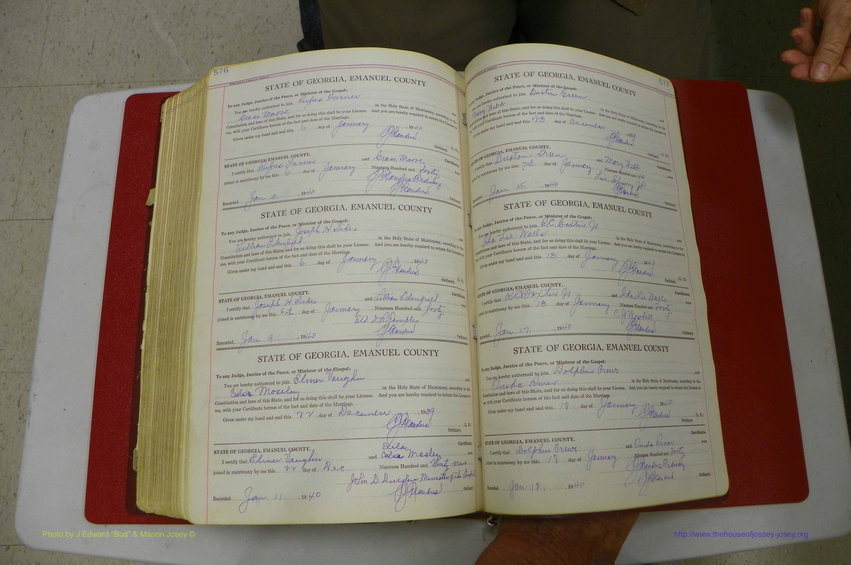Emanuel Co, GA, Marriages Book G, 1928 - 1940, White, P 576-577.JPG