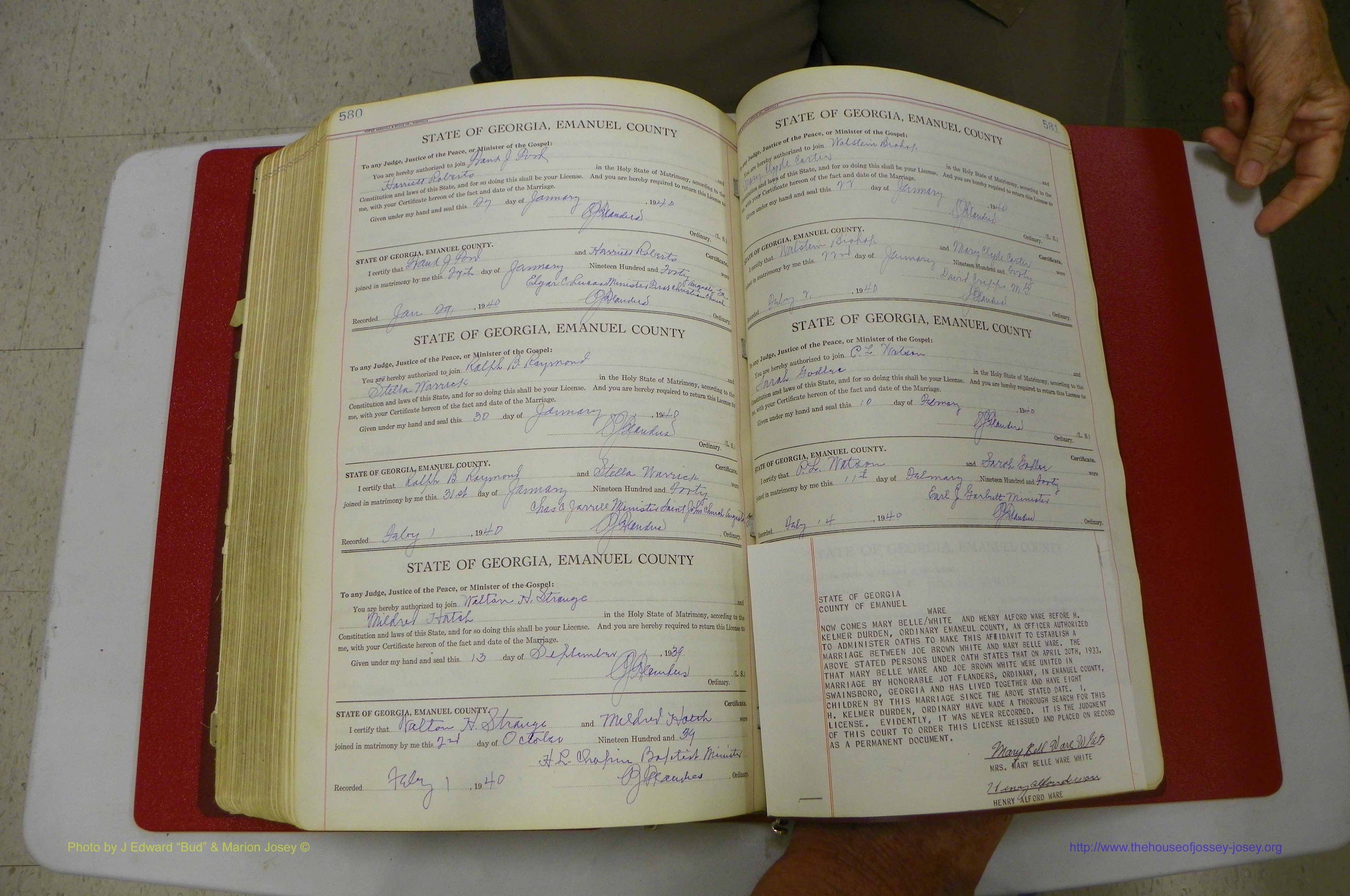 Emanuel Co, GA, Marriages Book G, 1928 - 1940, White, P 580-581.JPG