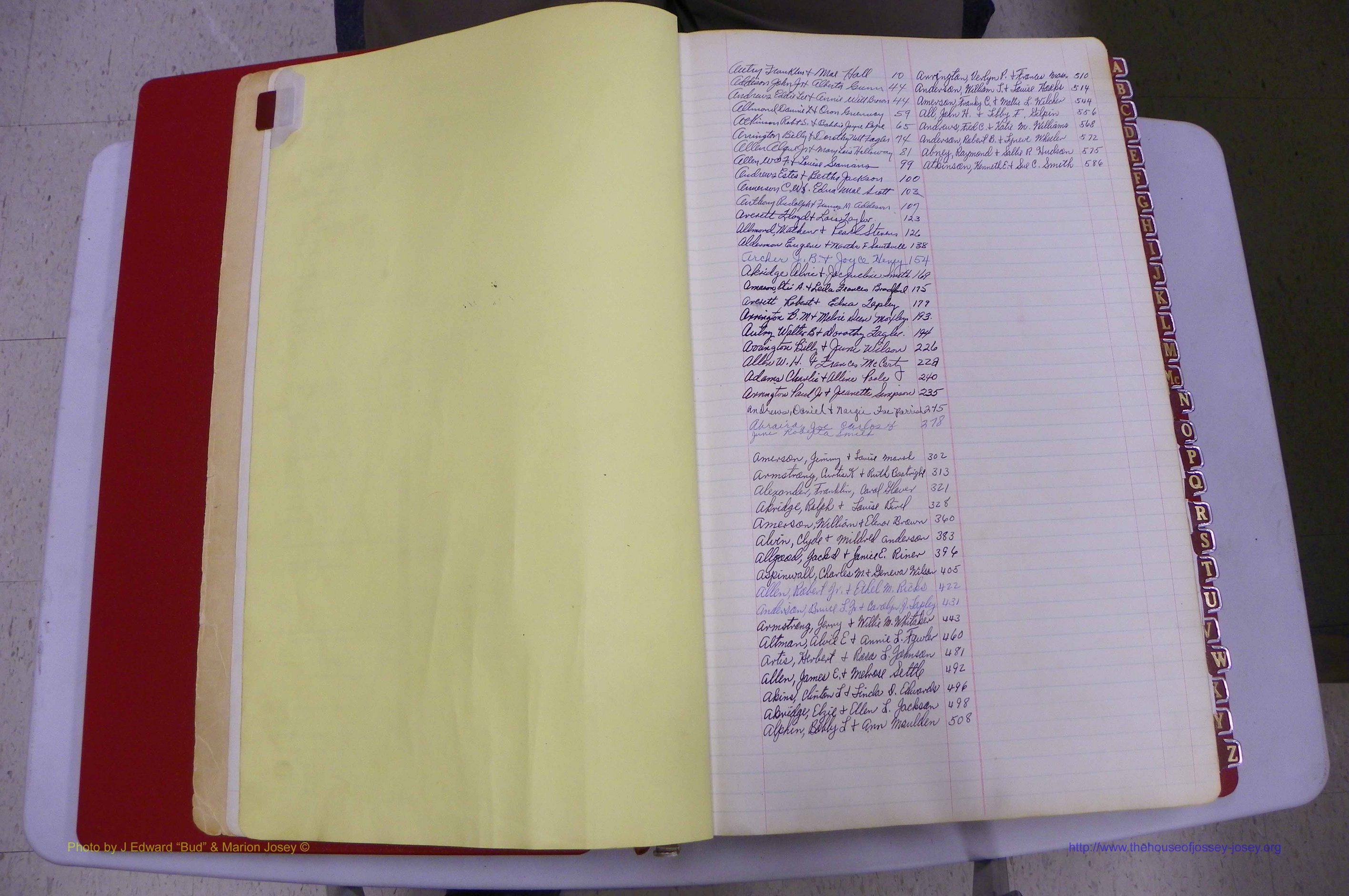 Emanuel Co, GA, Marriages Book L, 1952 - 1962, Index A.JPG