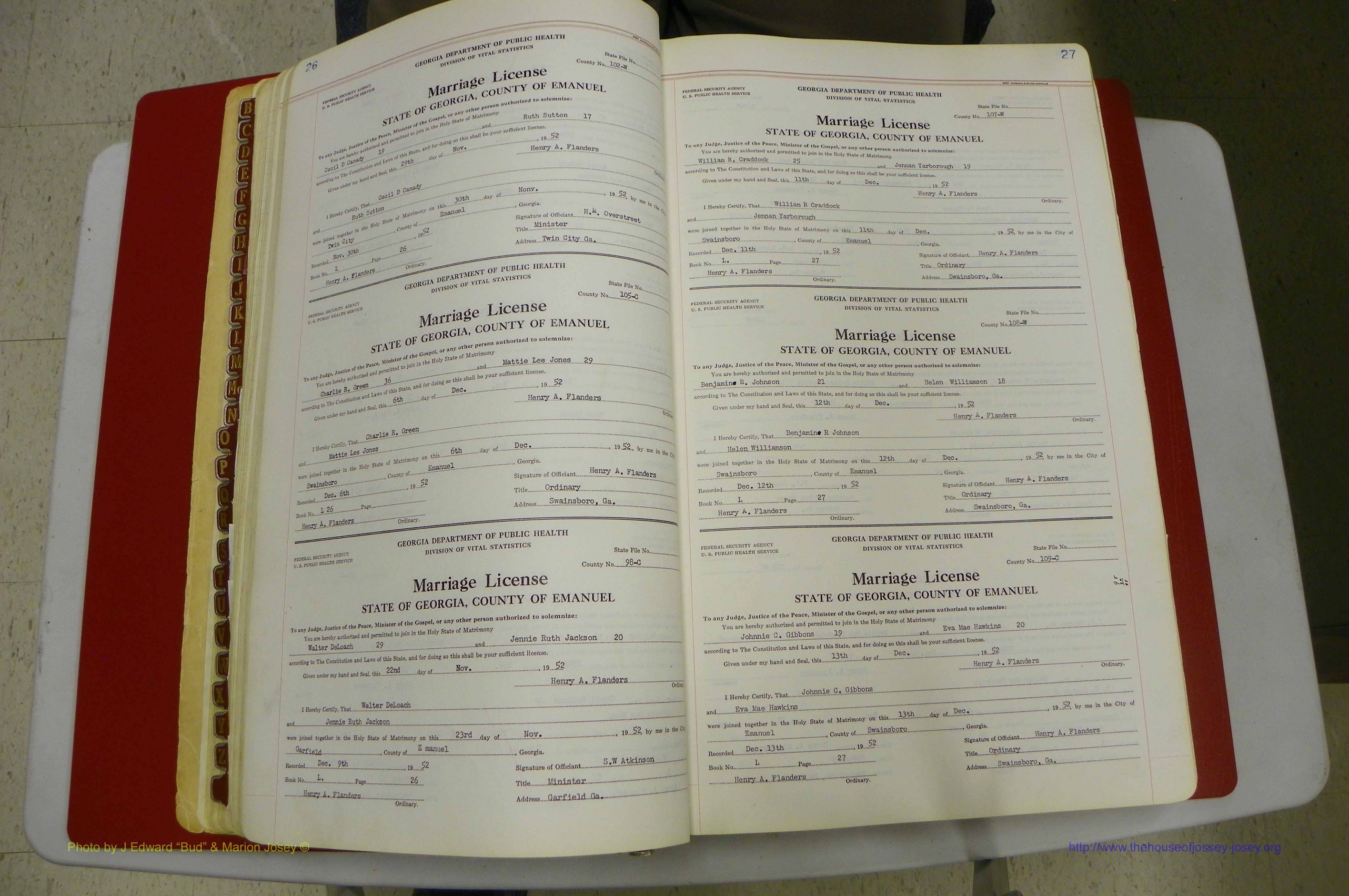 Emanuel Co, GA, Marriages Book L, 1952 - 1962, P 026-027.JPG