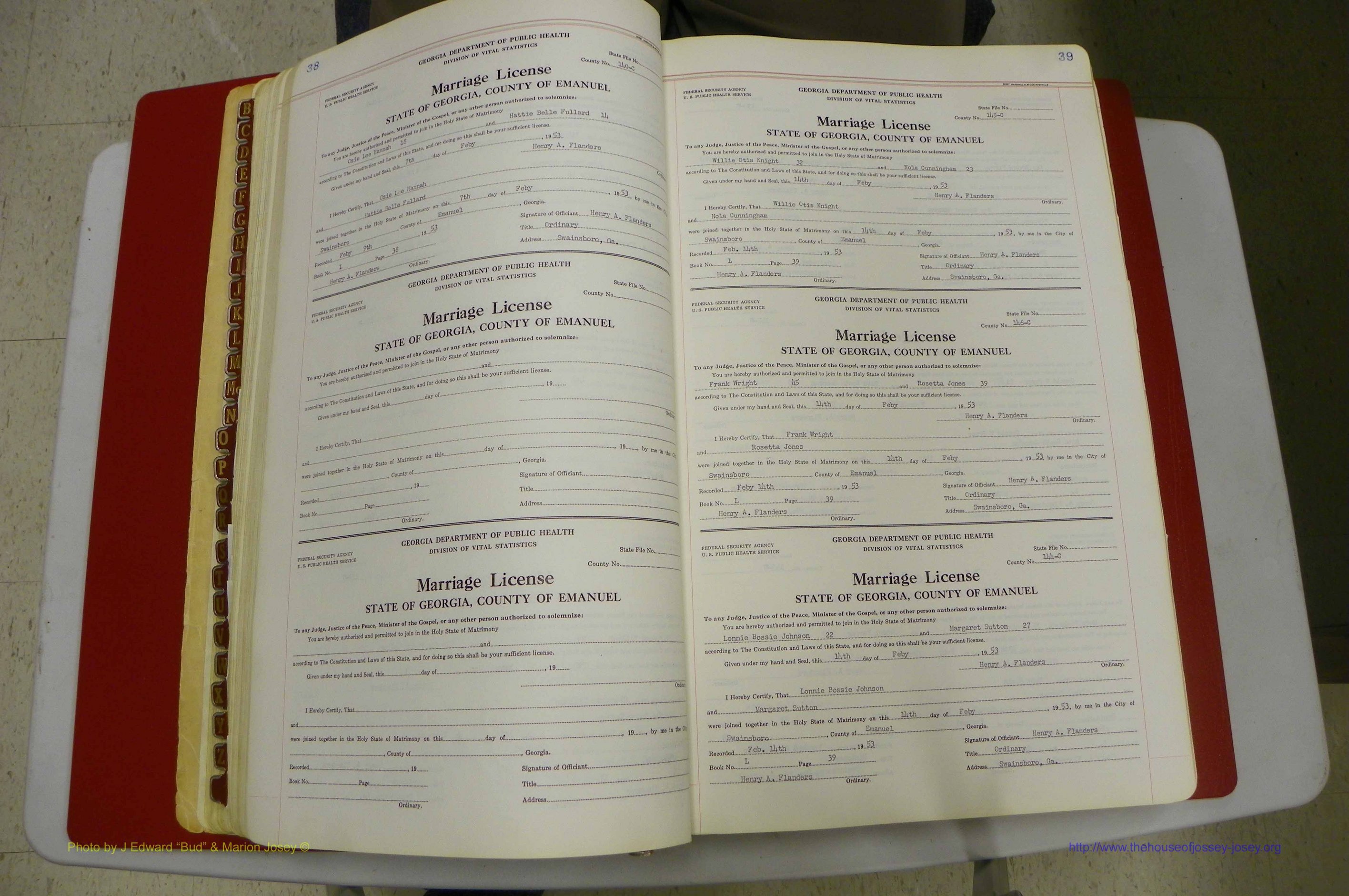 Emanuel Co, GA, Marriages Book L, 1952 - 1962, P 038-039.JPG