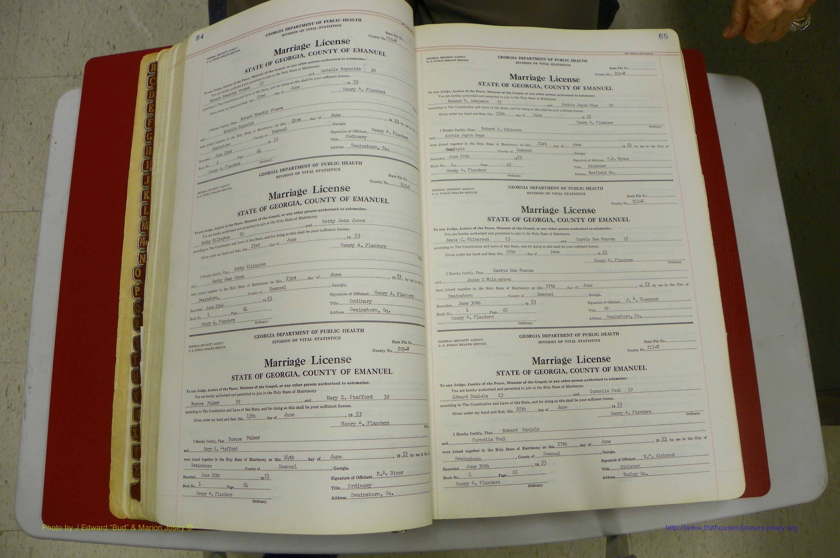 Emanuel Co, GA, Marriages Book L, 1952 - 1962, P 064-065.JPG