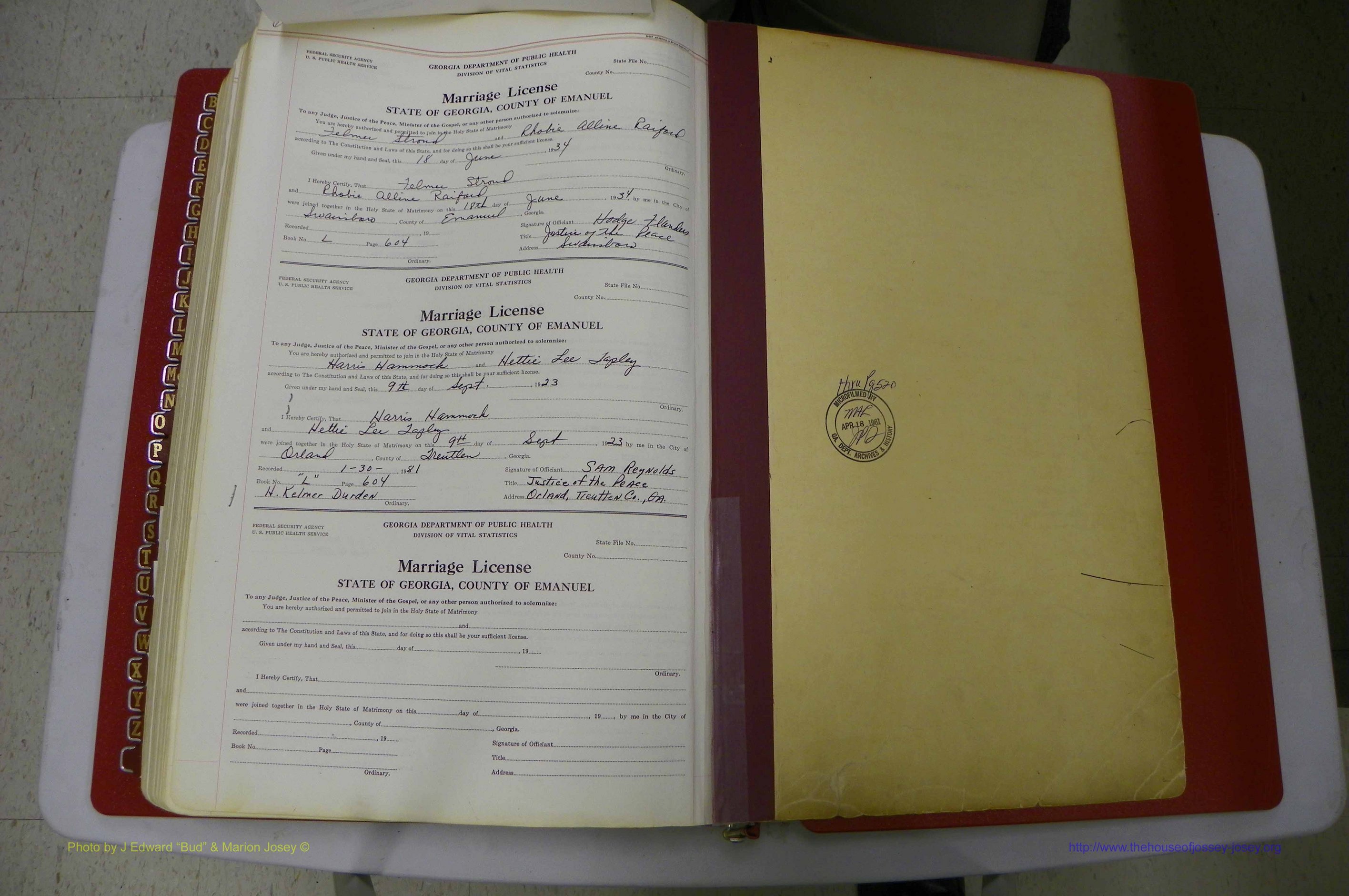 Emanuel Co, GA, Marriages Book L, 1952 - 1962, P 604a.JPG