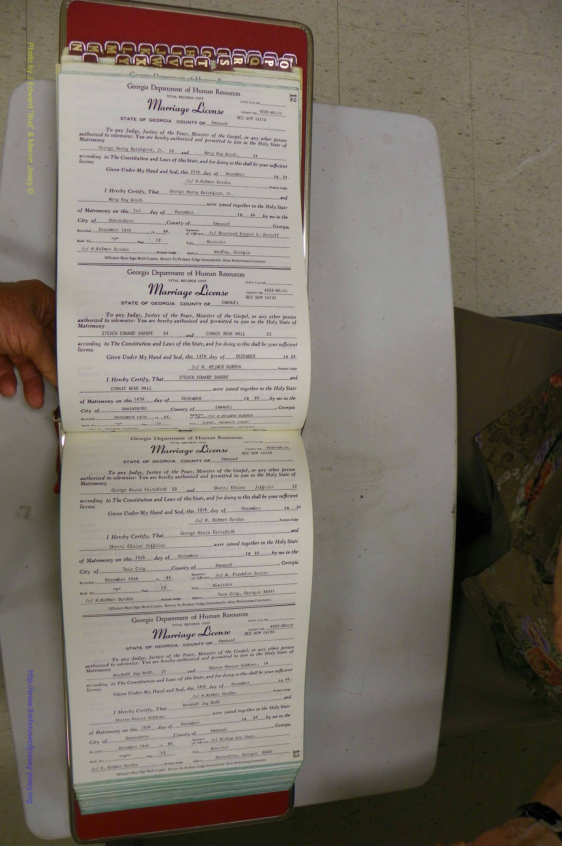 Emanuel Co, GA, Marriages Book P, 1984 - 1990, P 012-013.JPG