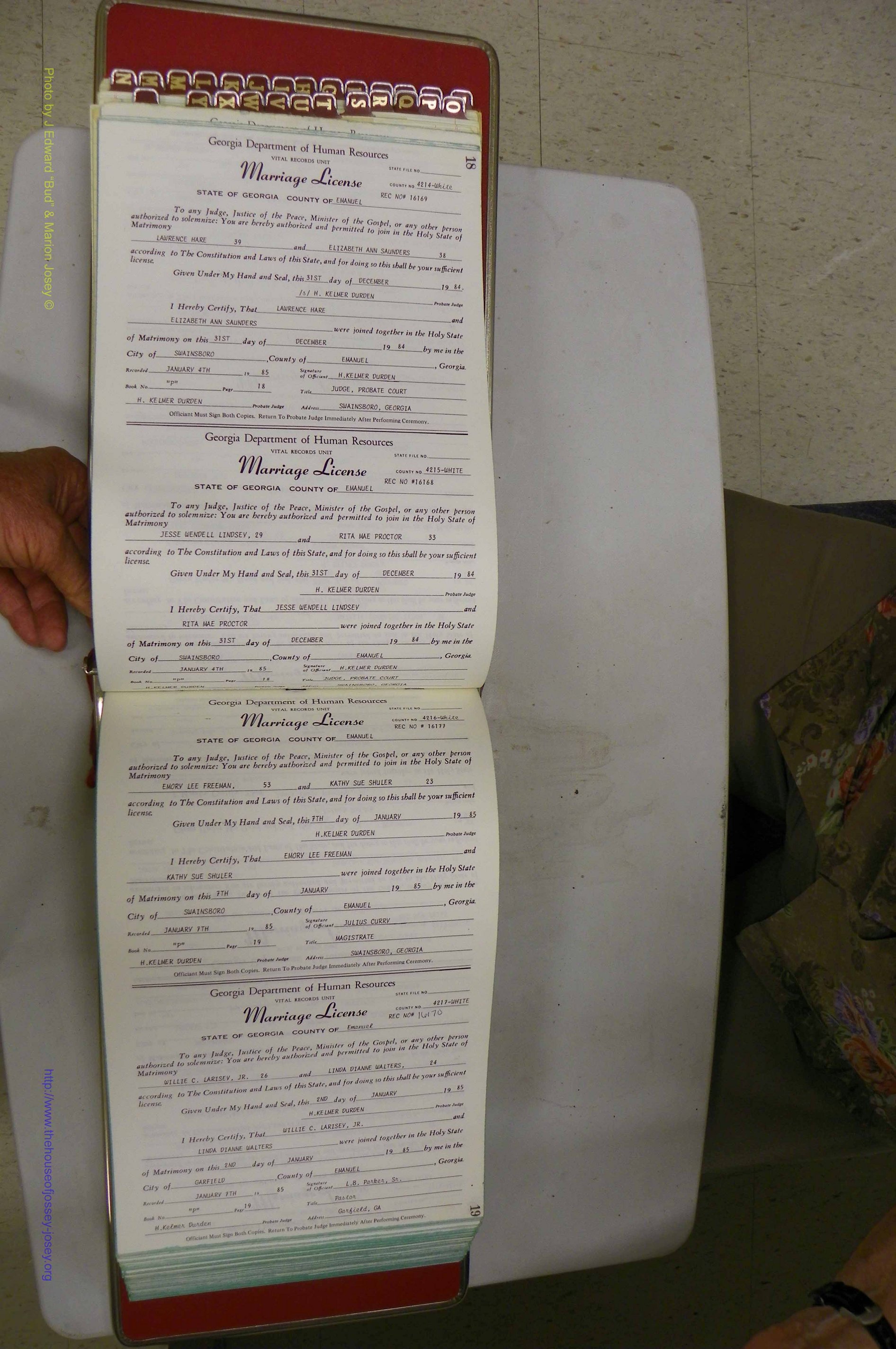 Emanuel Co, GA, Marriages Book P, 1984 - 1990, P 018-019.JPG