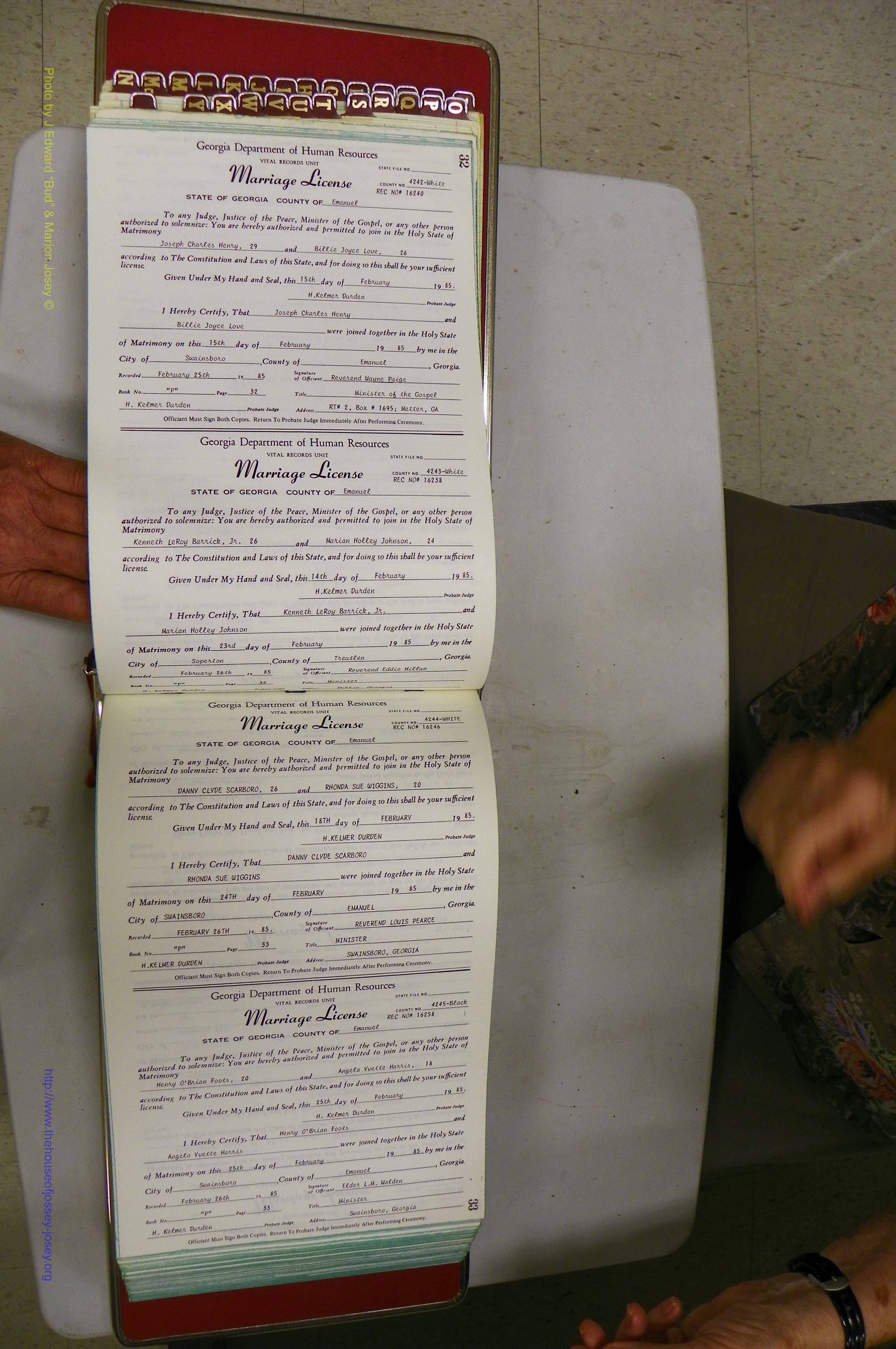 Emanuel Co, GA, Marriages Book P, 1984 - 1990, P 032-033.JPG