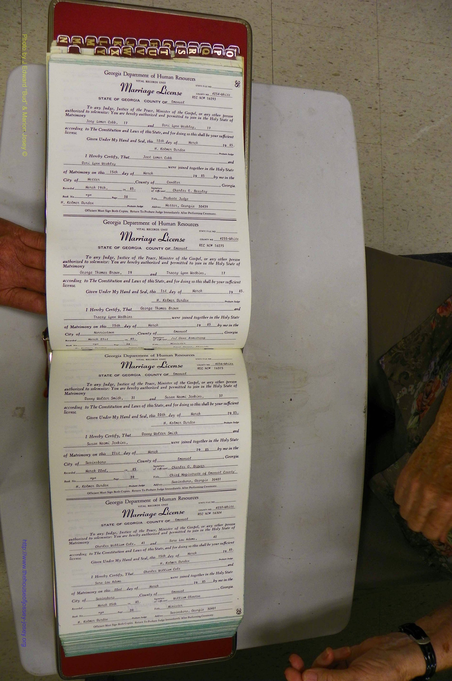 Emanuel Co, GA, Marriages Book P, 1984 - 1990, P 038-039.JPG