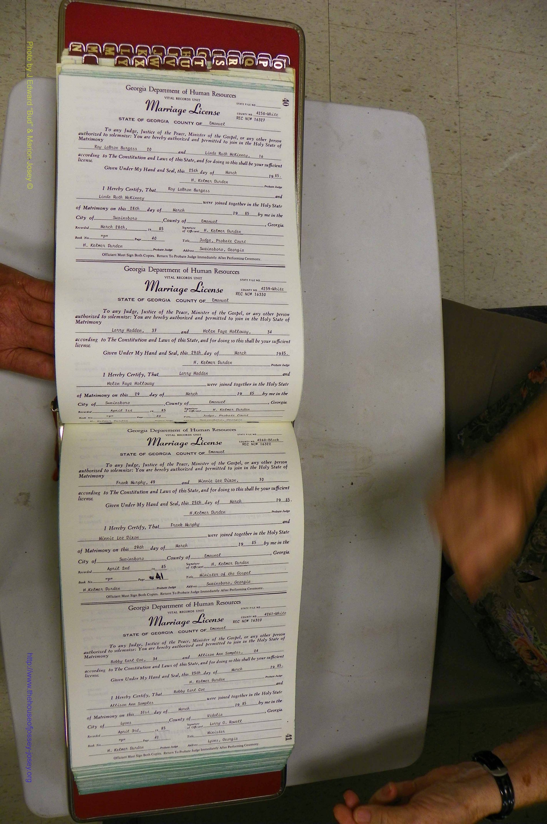 Emanuel Co, GA, Marriages Book P, 1984 - 1990, P 040-041.JPG