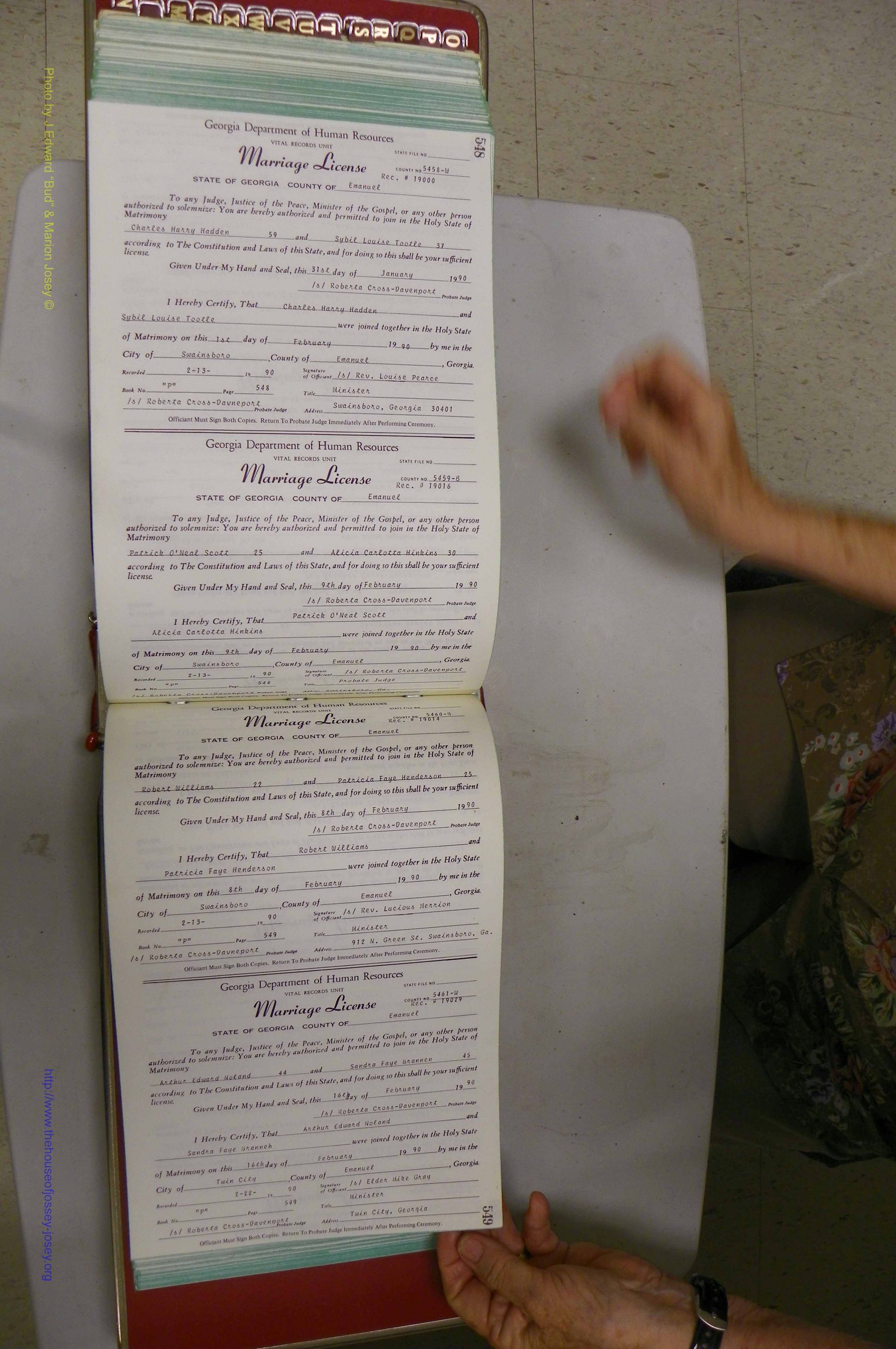 Emanuel Co, GA, Marriages Book P, 1984 - 1990, P 548-549.JPG