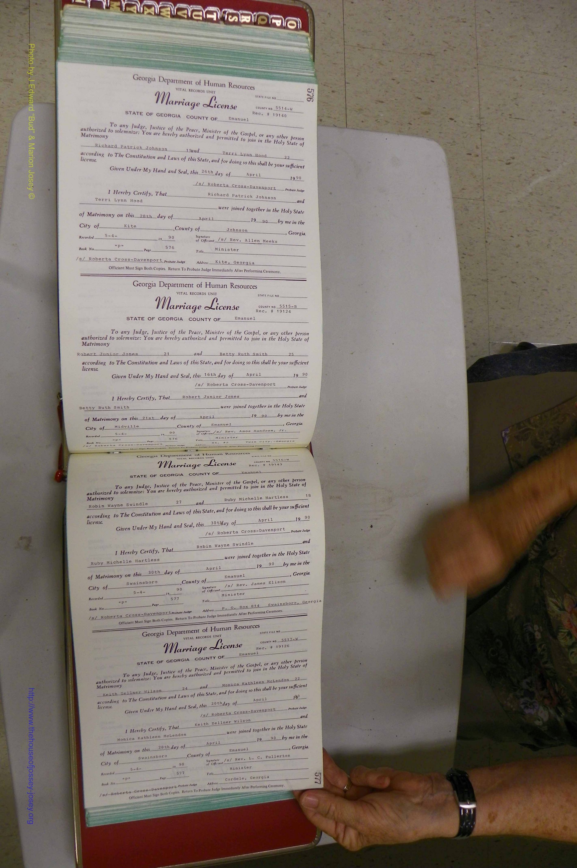 Emanuel Co, GA, Marriages Book P, 1984 - 1990, P 576-577.JPG