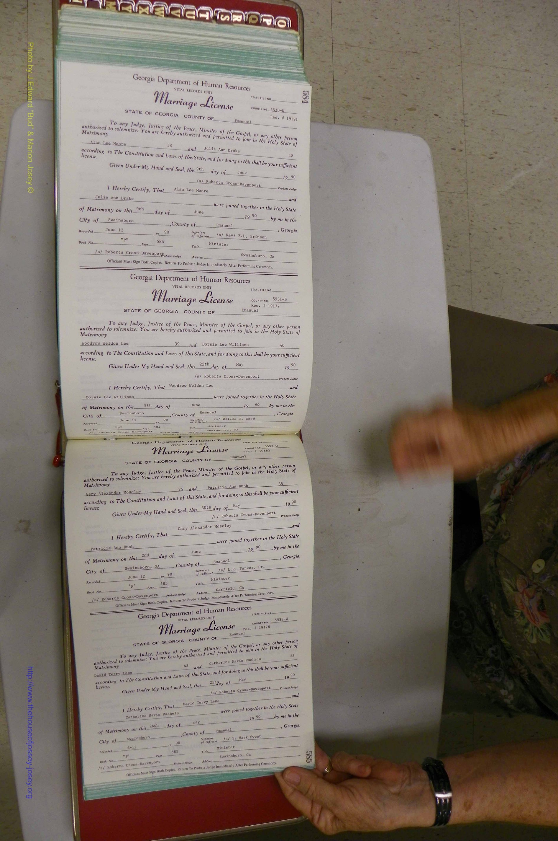 Emanuel Co, GA, Marriages Book P, 1984 - 1990, P 584-585.JPG