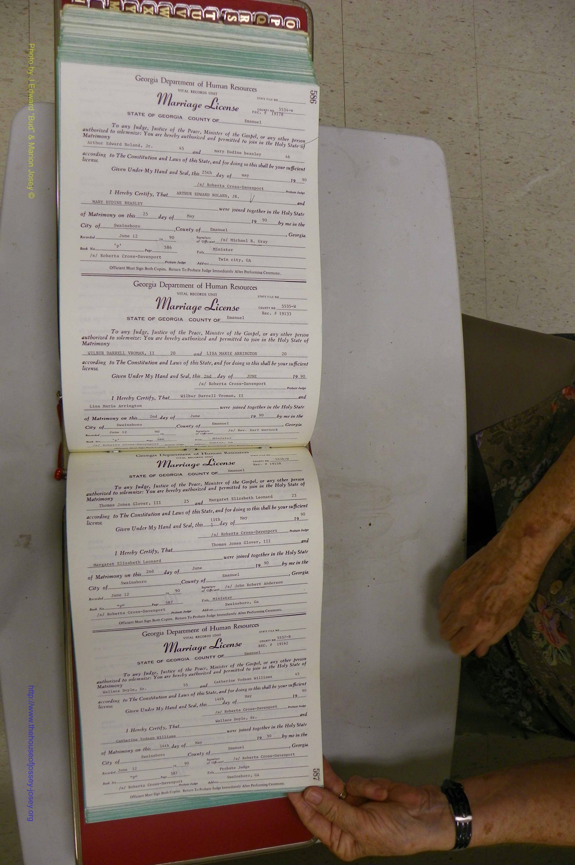 Emanuel Co, GA, Marriages Book P, 1984 - 1990, P 586-587.JPG