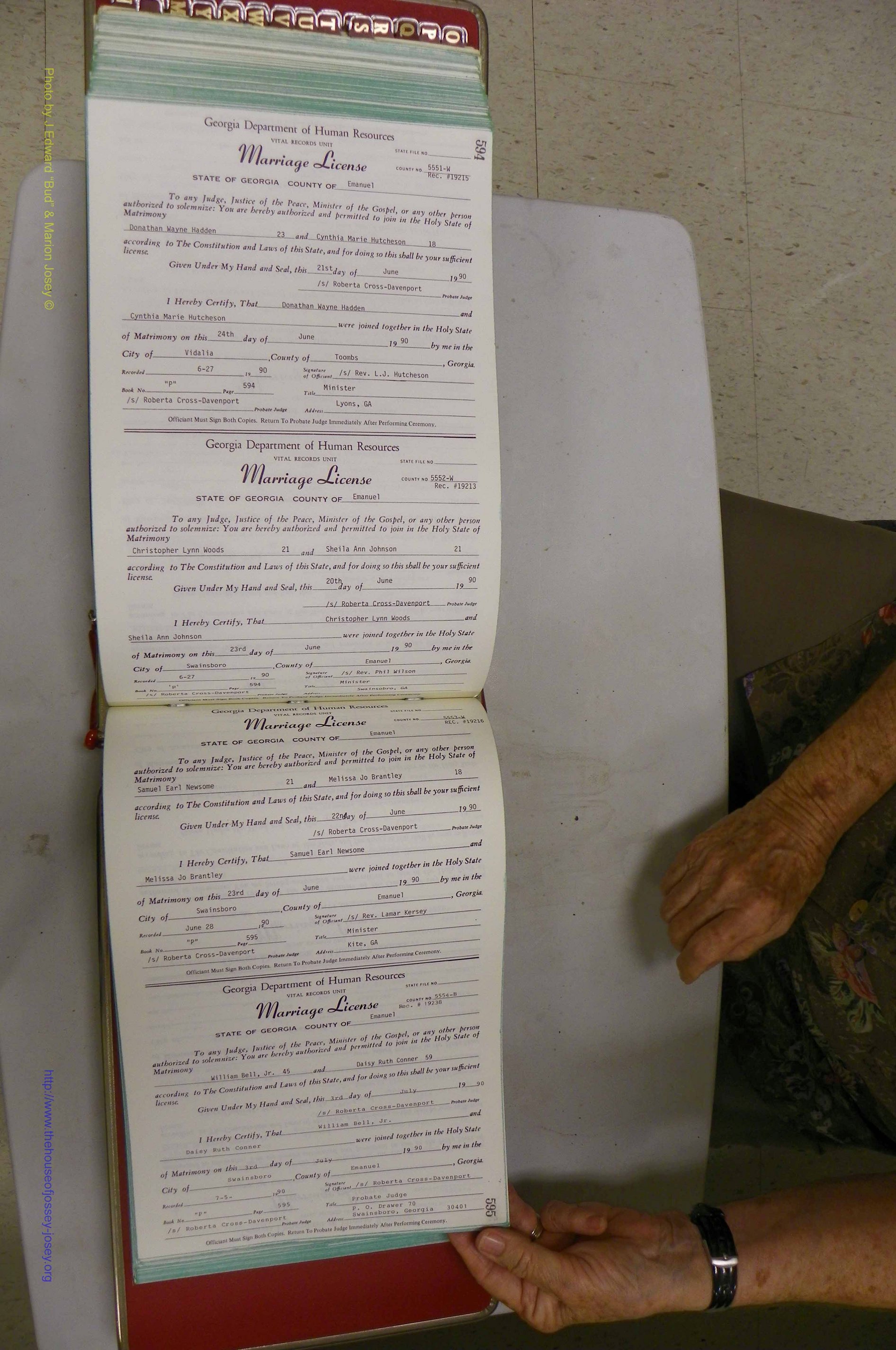 Emanuel Co, GA, Marriages Book P, 1984 - 1990, P 594-595.JPG