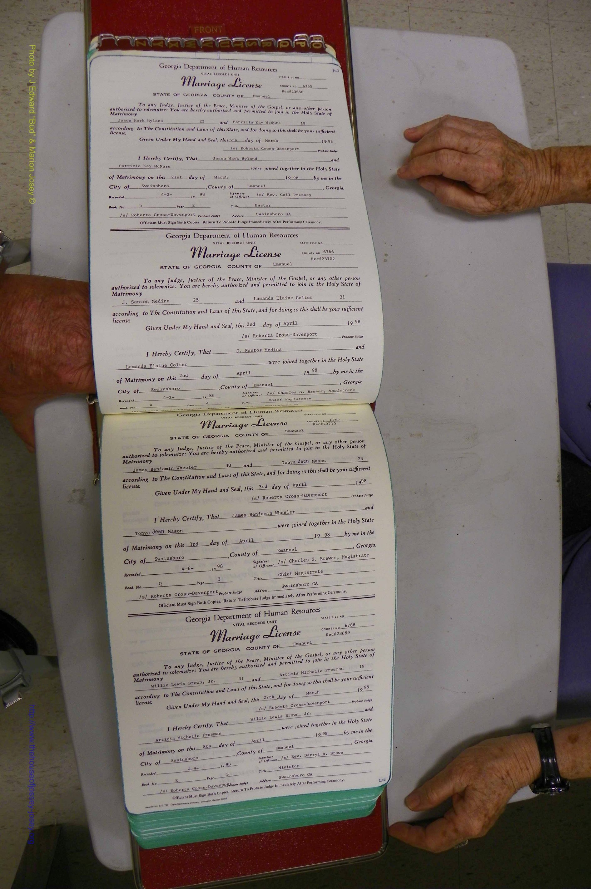 Emanuel Co, GA, Marriages Book R, 1898 - 2003, P 002-003.JPG