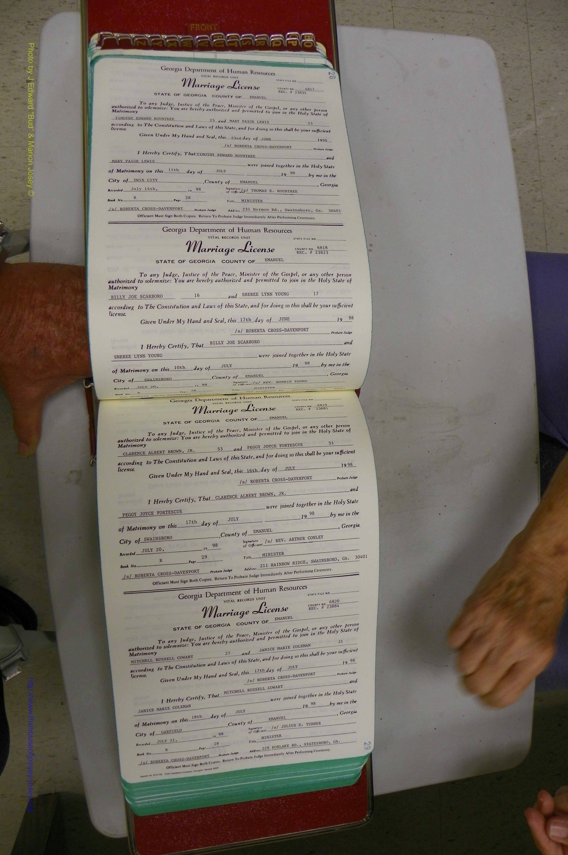 Emanuel Co, GA, Marriages Book R, 1898 - 2003, P 028-029.JPG