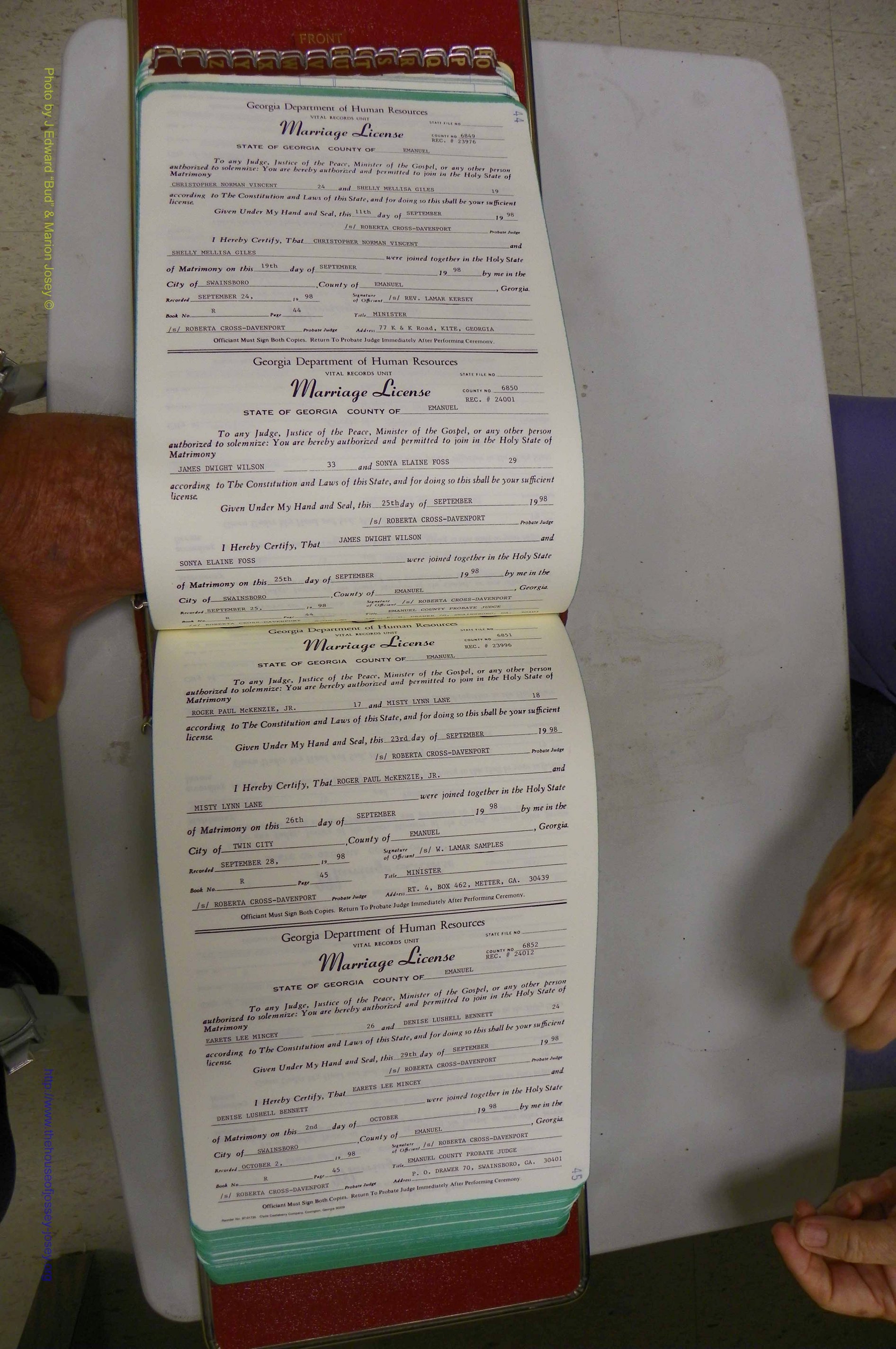 Emanuel Co, GA, Marriages Book R, 1898 - 2003, P 044-045.JPG