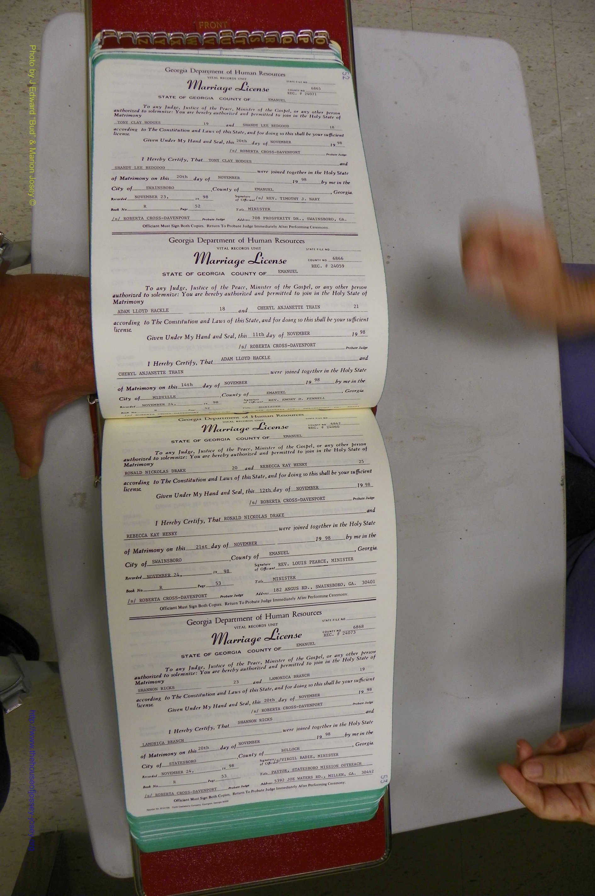 Emanuel Co, GA, Marriages Book R, 1898 - 2003, P 052-053.JPG