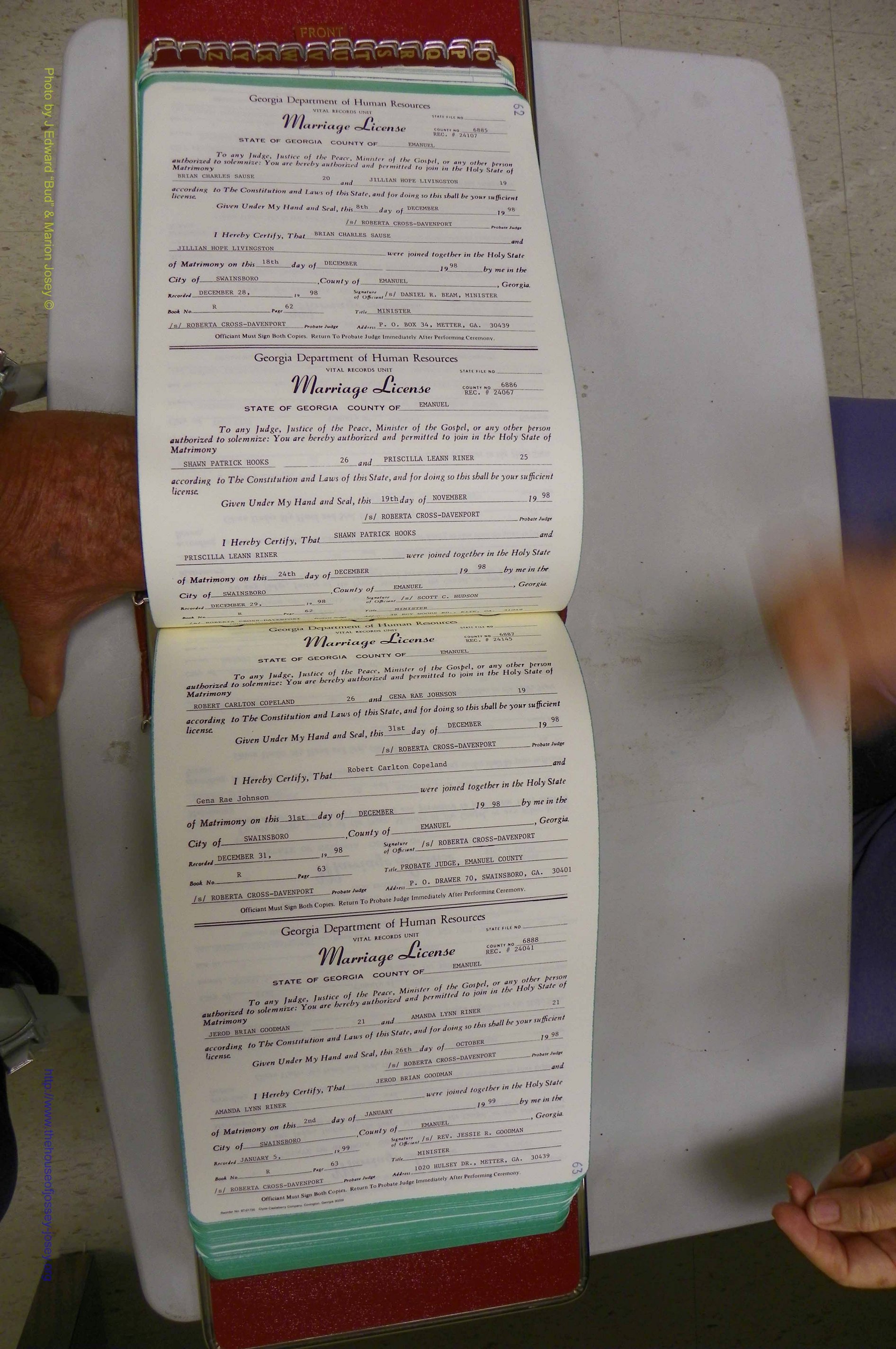 Emanuel Co, GA, Marriages Book R, 1898 - 2003, P 062-063.JPG