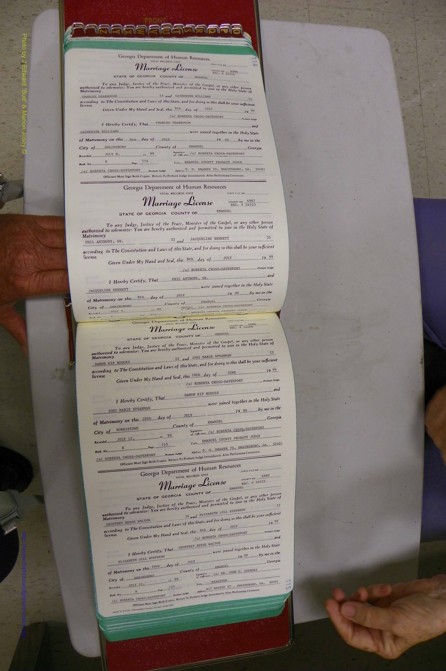 Emanuel Co, GA, Marriages Book R, 1898 - 2003, P 114-115.JPG