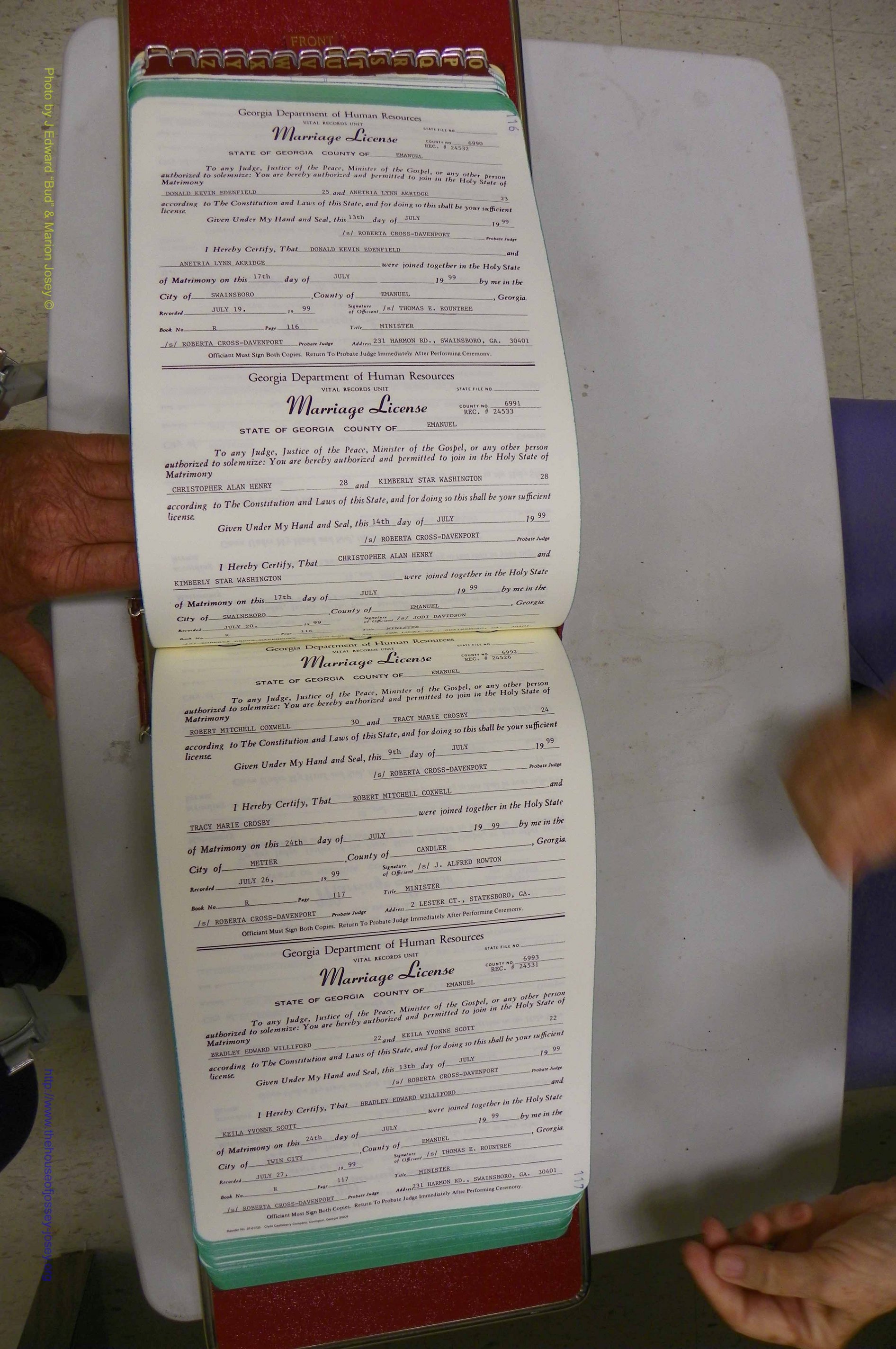 Emanuel Co, GA, Marriages Book R, 1898 - 2003, P 116-117.JPG