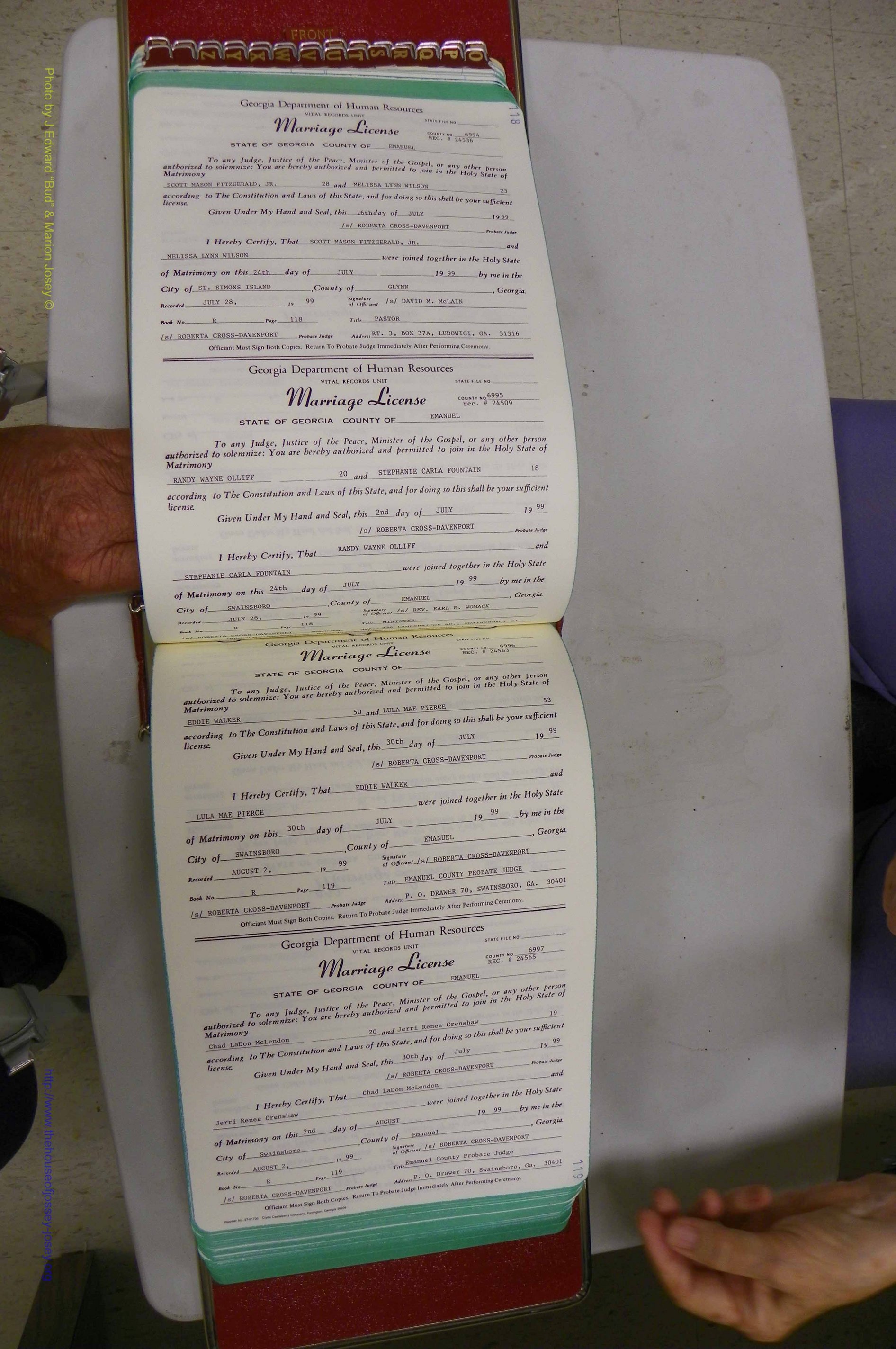 Emanuel Co, GA, Marriages Book R, 1898 - 2003, P 118-119.JPG