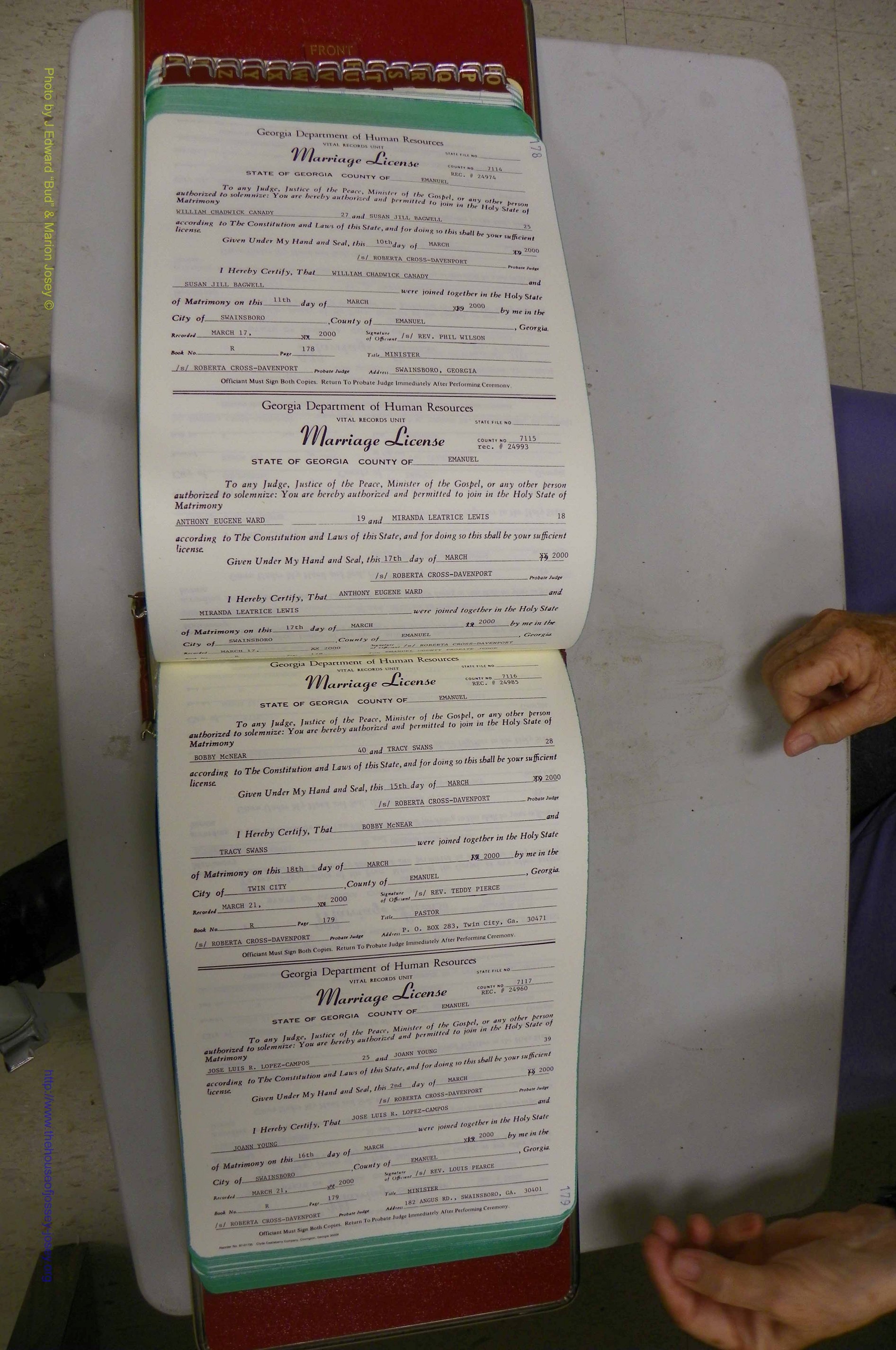 Emanuel Co, GA, Marriages Book R, 1898 - 2003, P 176-177.JPG