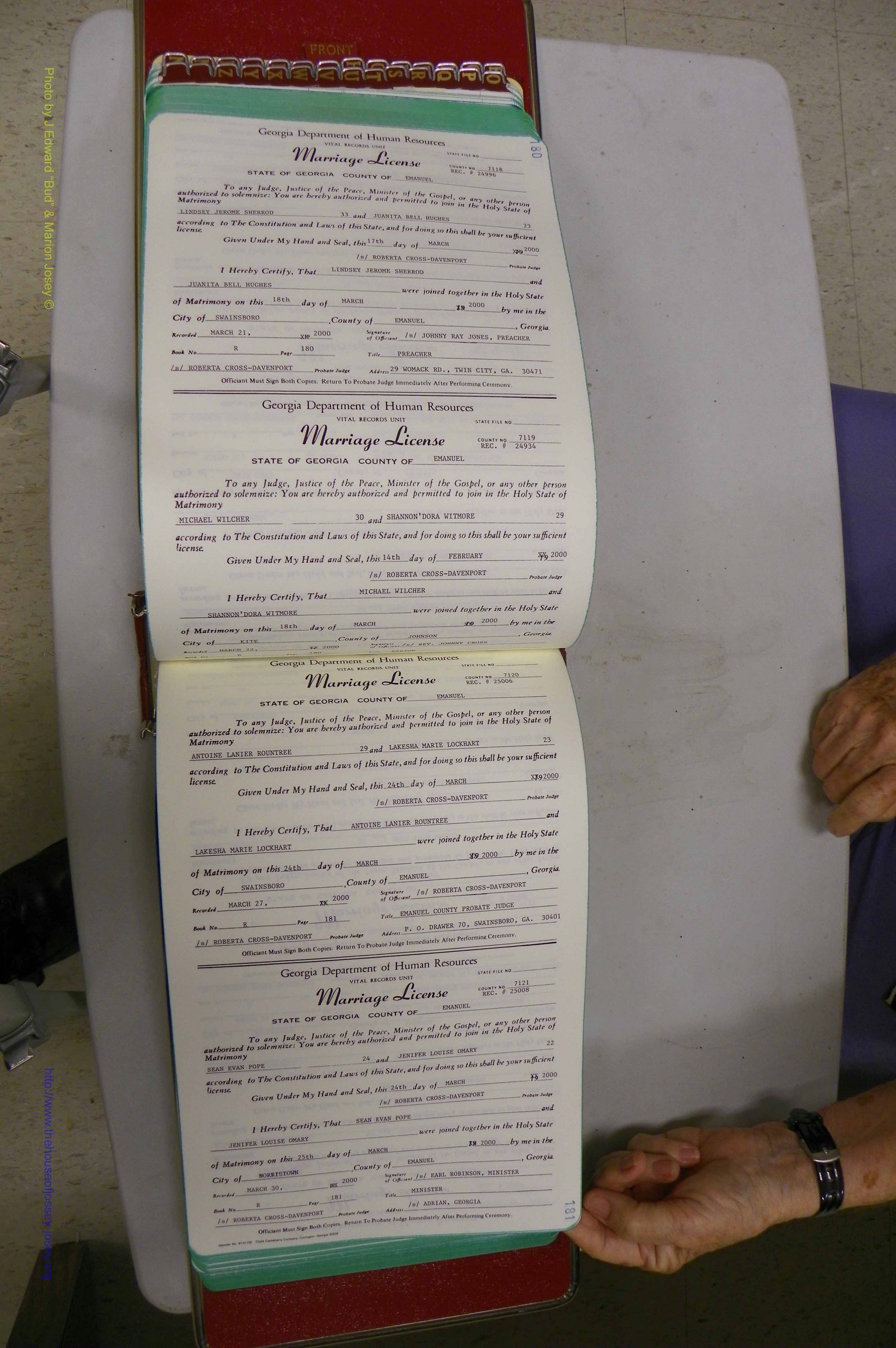 Emanuel Co, GA, Marriages Book R, 1898 - 2003, P 180-181.JPG