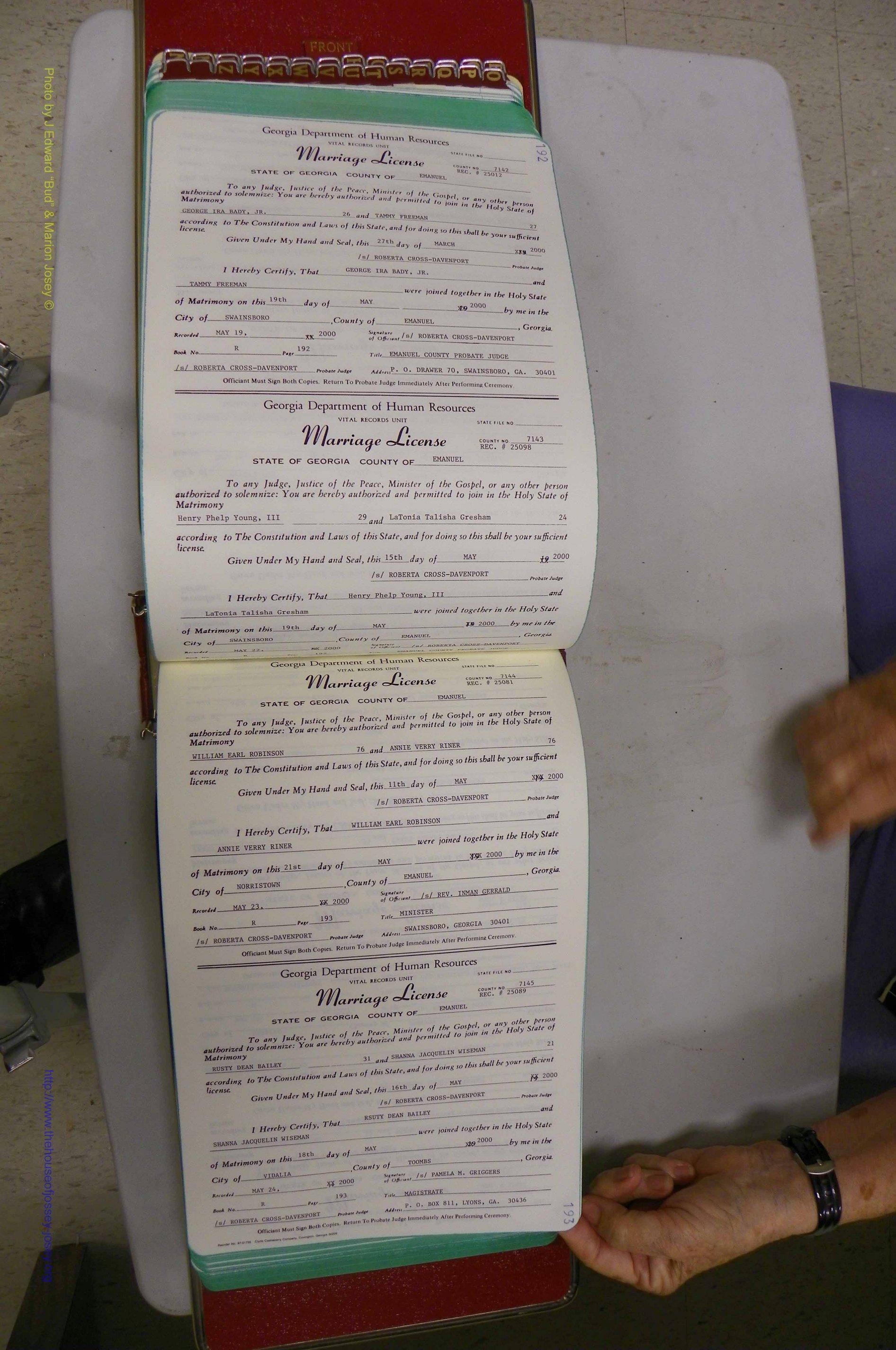 Emanuel Co, GA, Marriages Book R, 1898 - 2003, P 192-193.JPG