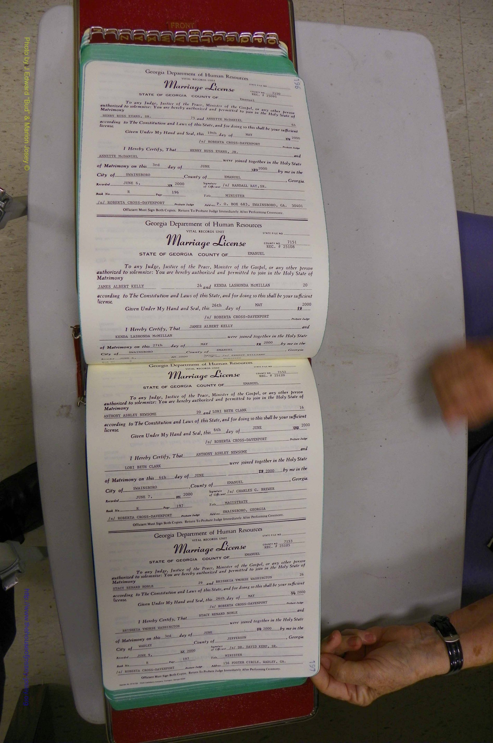 Emanuel Co, GA, Marriages Book R, 1898 - 2003, P 196-197.JPG