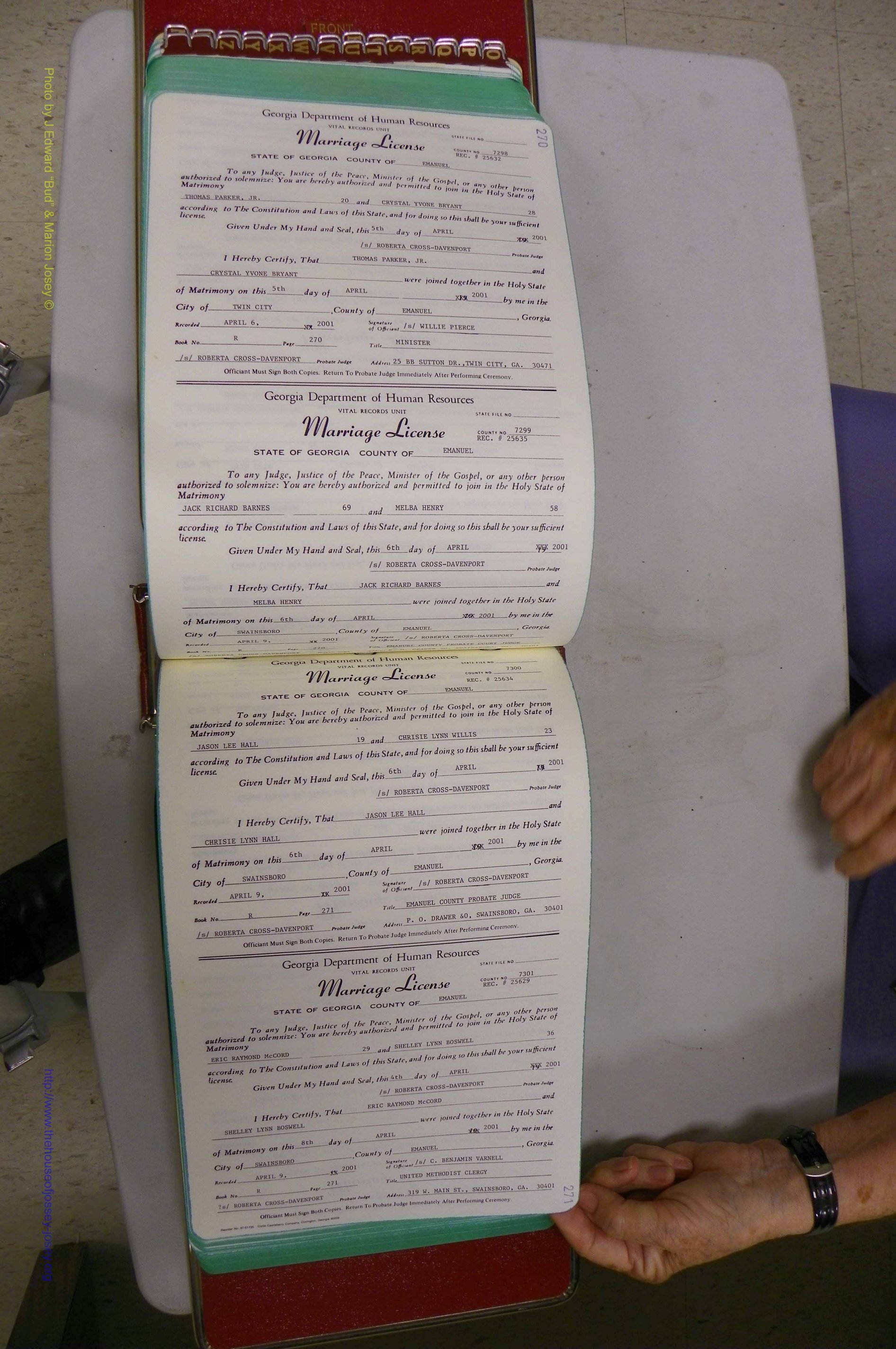 Emanuel Co, GA, Marriages Book R, 1898 - 2003, P 270-271.JPG