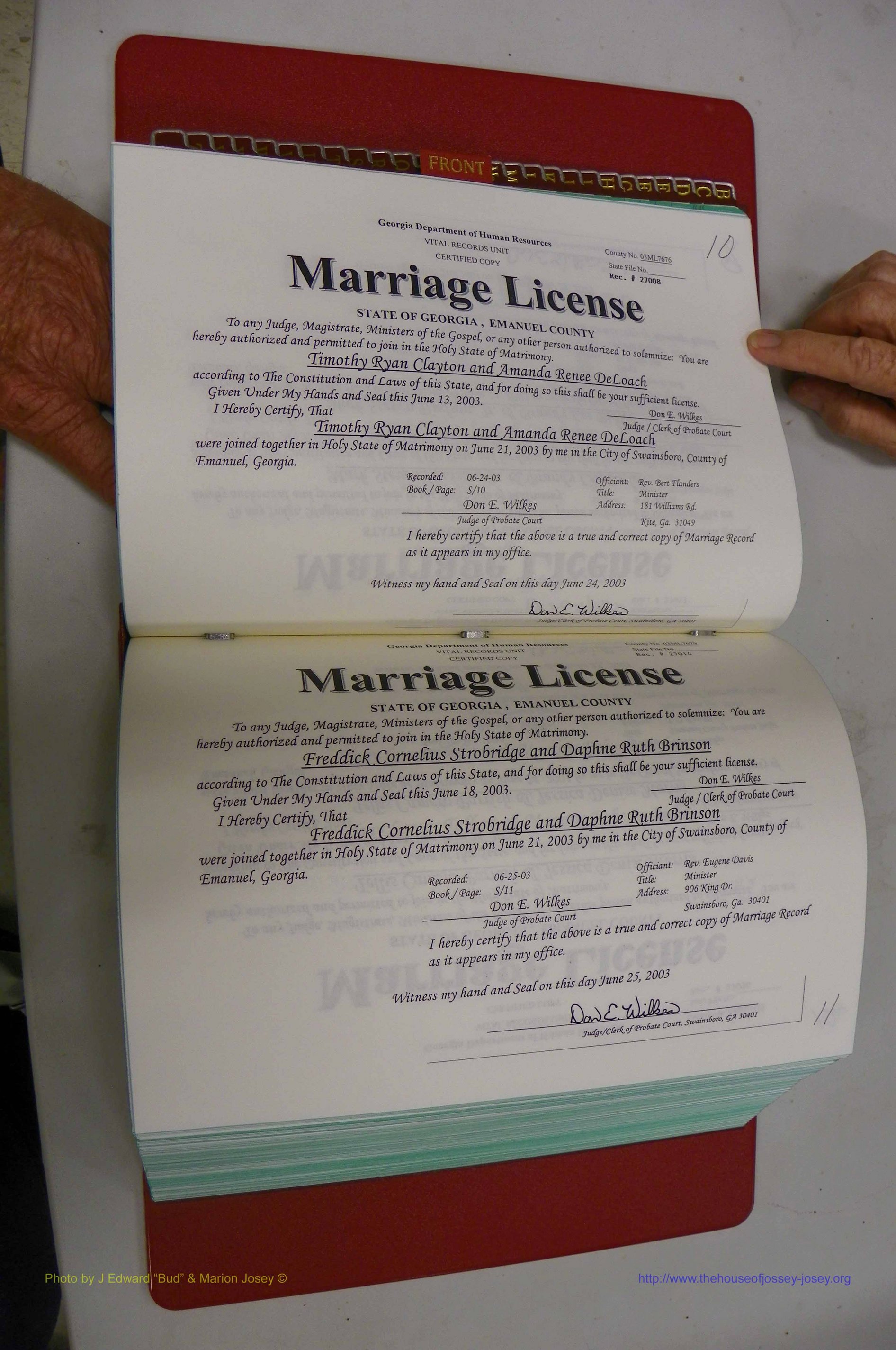 Emanuel Co, GA, Marriages Book S, 2003 - 2006, P 010-011.JPG
